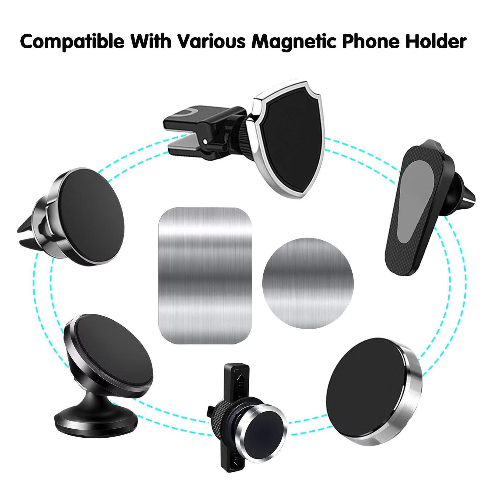 Pau1Hami1Ton Adhesive Thin Metal Plates(Compatible With Magnetic Mounts),16Pcs Metal Plates For Phone Case,Metal Plate For Car,M