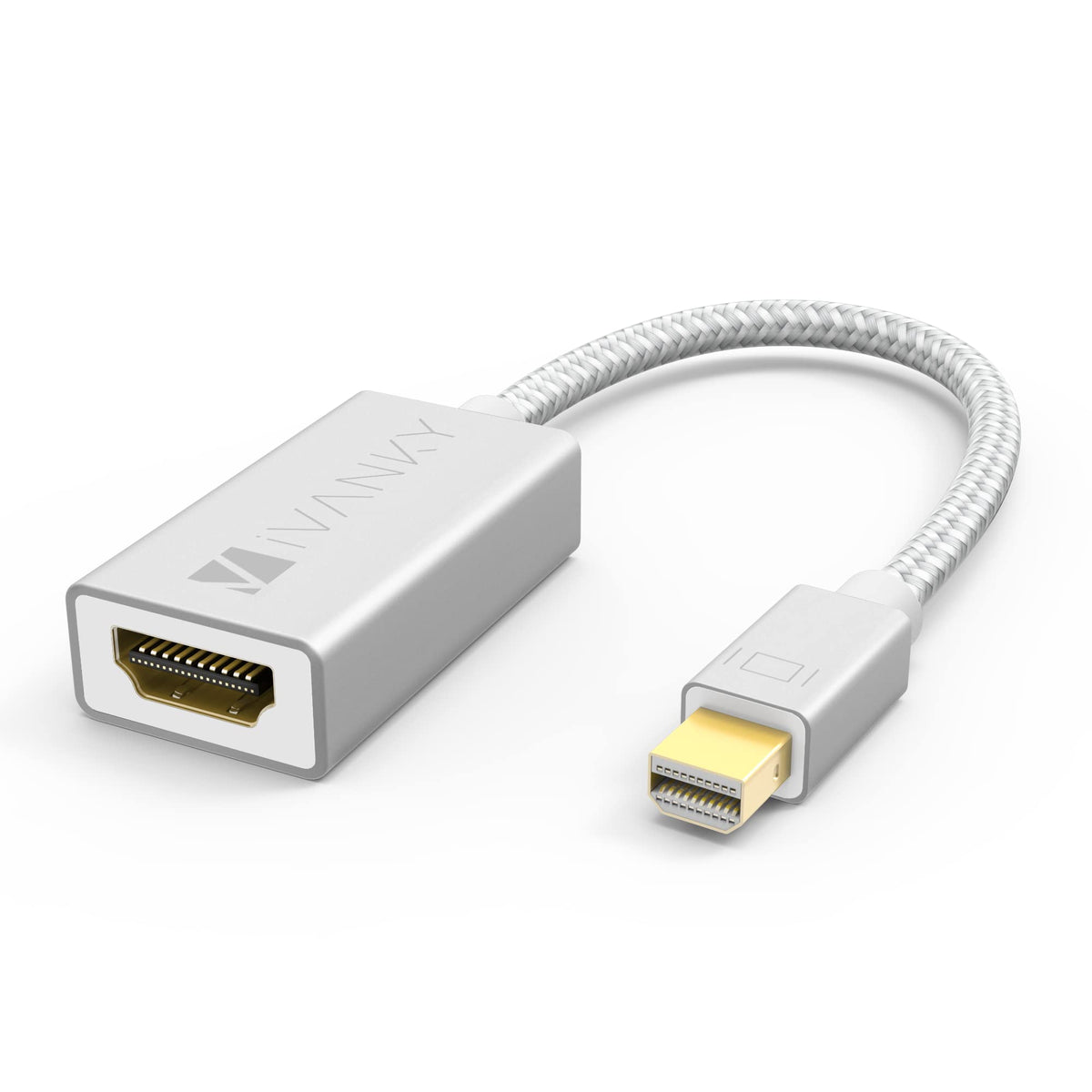 Ivanky Mini Displayport To Hdmi Adapter [Super Slim, Aluminum Shell, Nylon Braided] Mini Dp To Hdmi Adapter For Macbook Air/Pro,