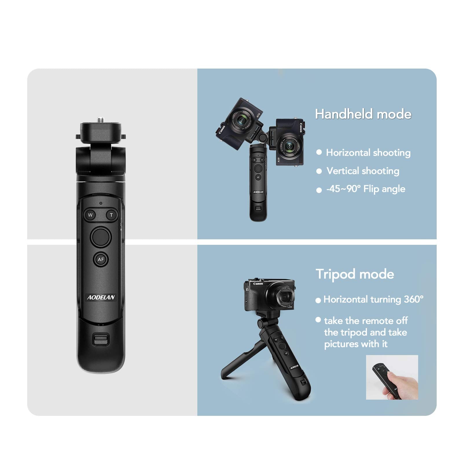 Aodelan Camera Remote Control Wireless Shooting Grip Tripod Grip For Canon Eos Rp, Eos R, R5, R6, M50, M50 Ii, 6D Mark Ii, 77D,