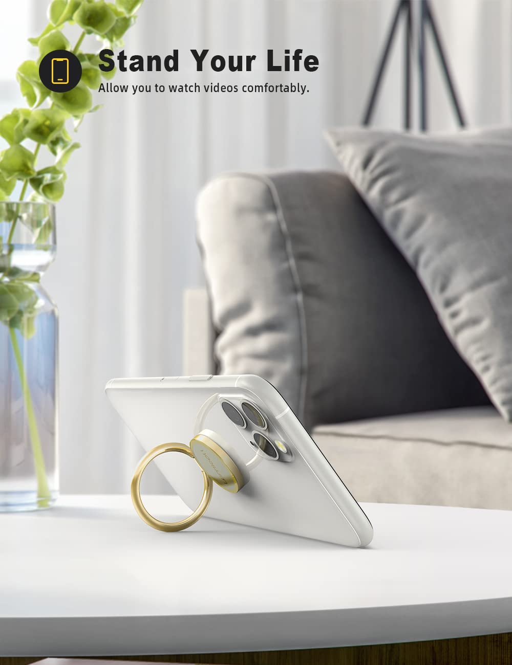 Phone Ring Holder, Lamicall Finger Ring Stand : Universal Cell Phone Cradle Kickstand Compatible With Iphone 13 12 11 Pro Xs Max