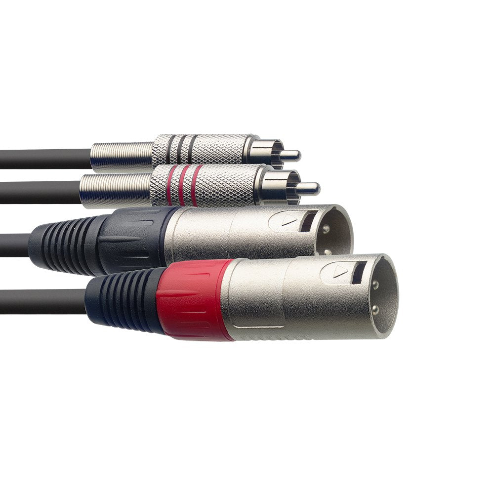 Stagg Stc3Cmxm Male Xlr To Male Rca Twin Cable, Black   10Ft.