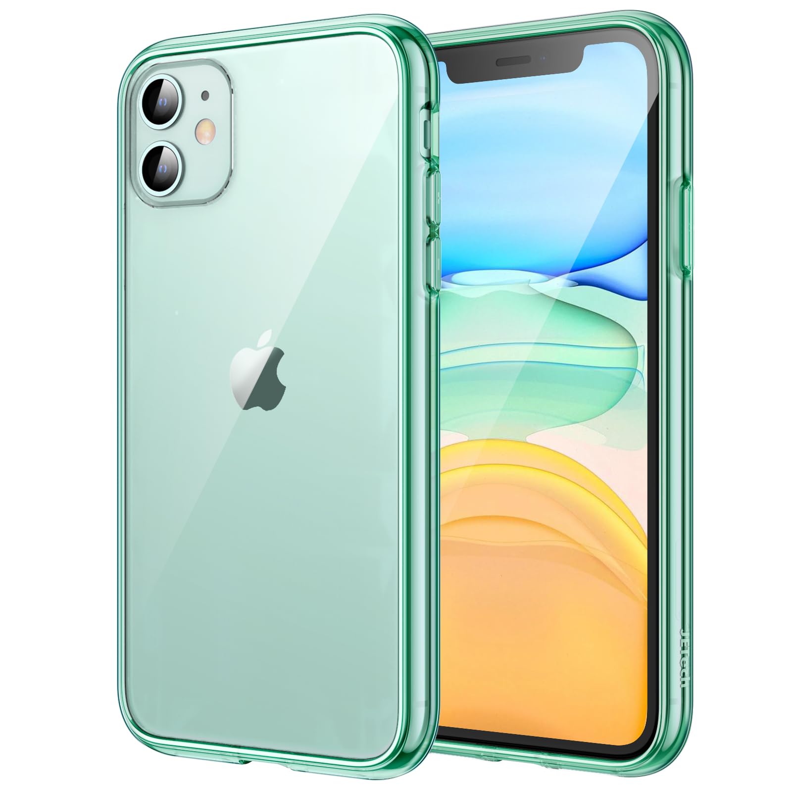 Jetech Case For Iphone 11 6.1 Inch, Non Yellowing Shockproof Phone Bumper Cover, Anti Scratch Clear Back (Green)