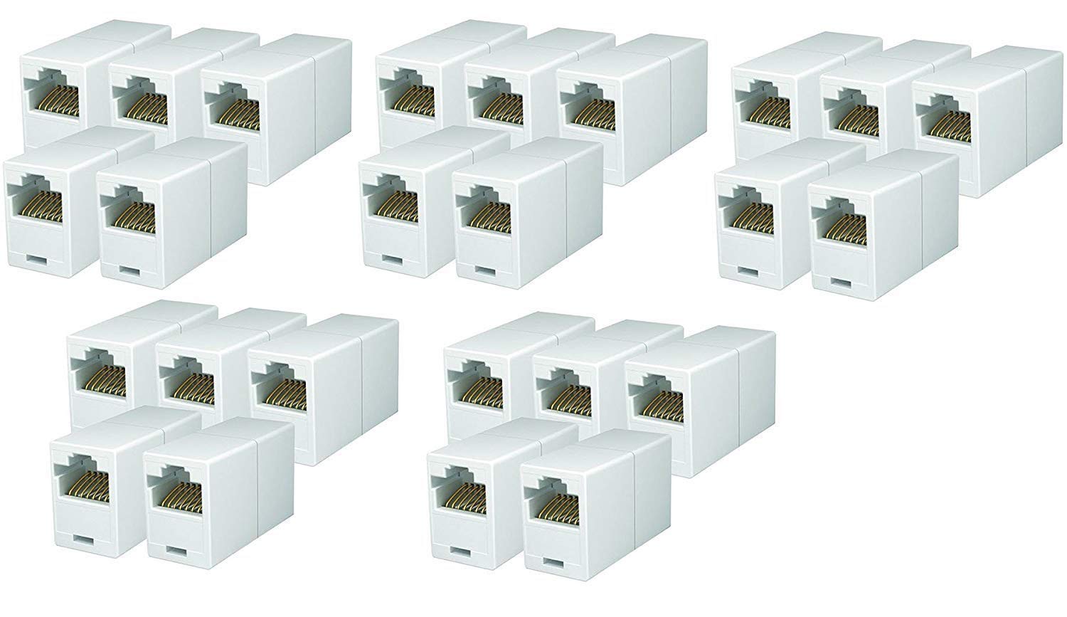 Imbaprice Rj45 Coupler   (Pack Of 5) Cat5E Ethernet Cable Extender Female To Female Straight Modular Inline Coupler