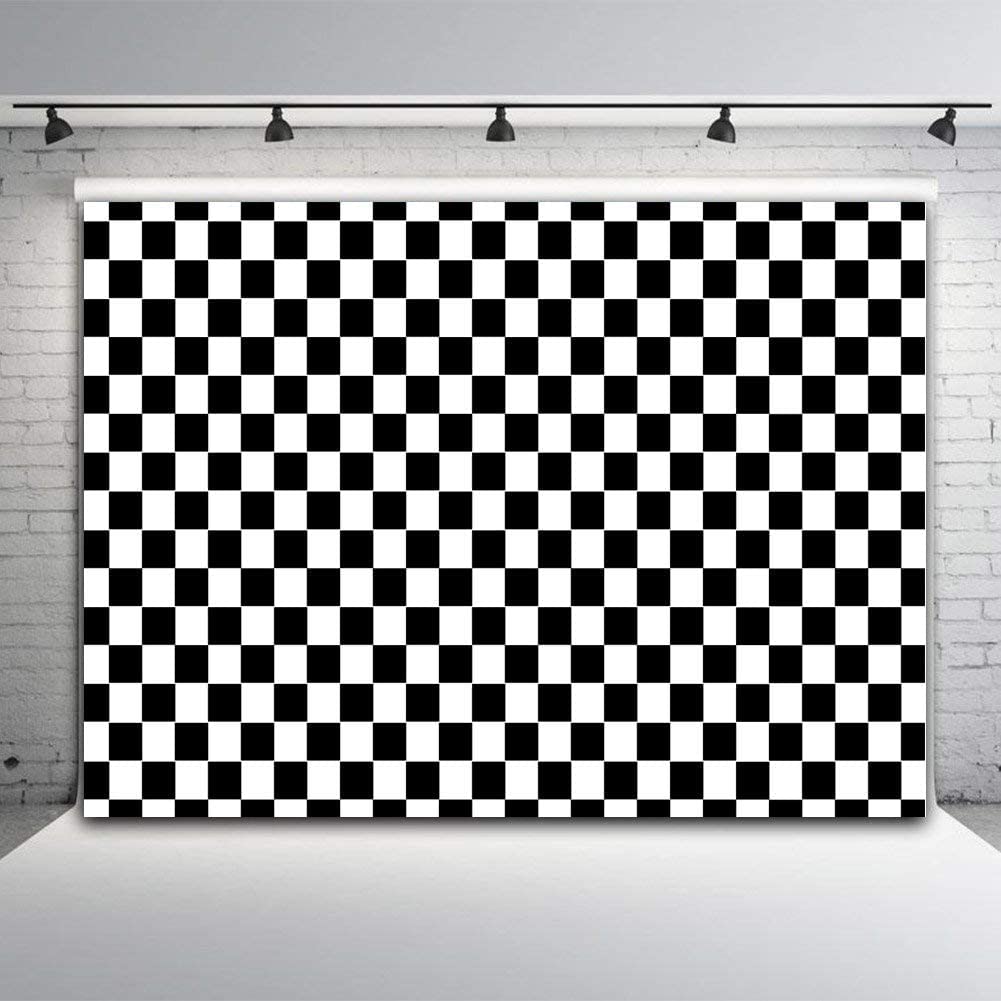 White And Black Racing Texture Grid Photography Backdrop Chess Board Photo Booths Studio Props Birthday Checkered Flag Decoratio
