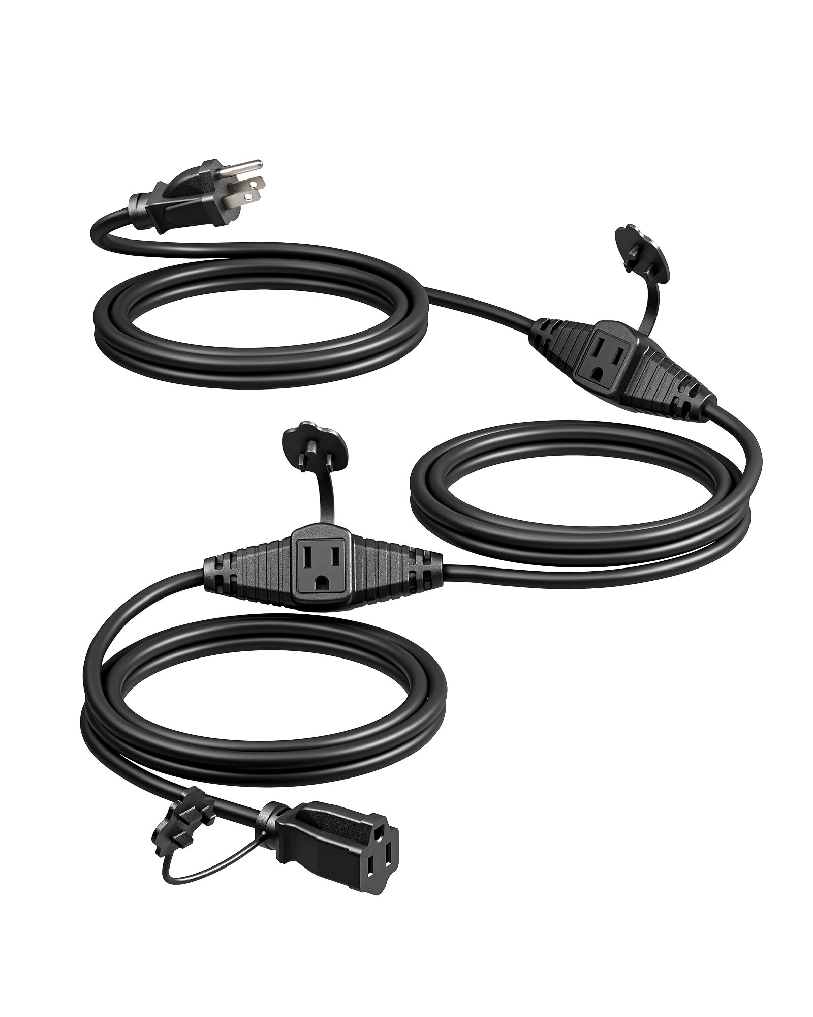 Dewenwils 25Ft Outdoor Extension Cord Multiple Outlets, Evenly Spaced 3 Outlets Plugs With Safety Cover, 16/3 Sjtw Weatherproof