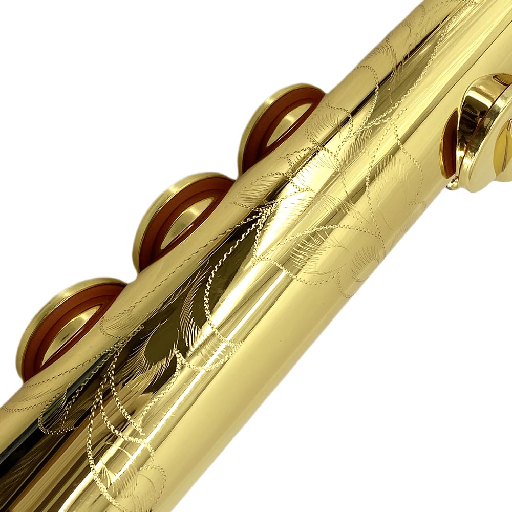 Wuqimusc Bb Straight Soprano Saxophone-Gold Lacquer Finish, Ergonomic Design With Case, Mouthpiece, Neck Strap & Accessories, Id