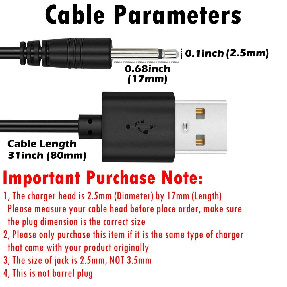 Batsoeasy 2 Pack 2.7Ft Replacement Dc Charging Cable, Usb To Dc 2.5Mm Fast Charger Cord Adapter   2.5Mm (This Is Not Barrel Jack