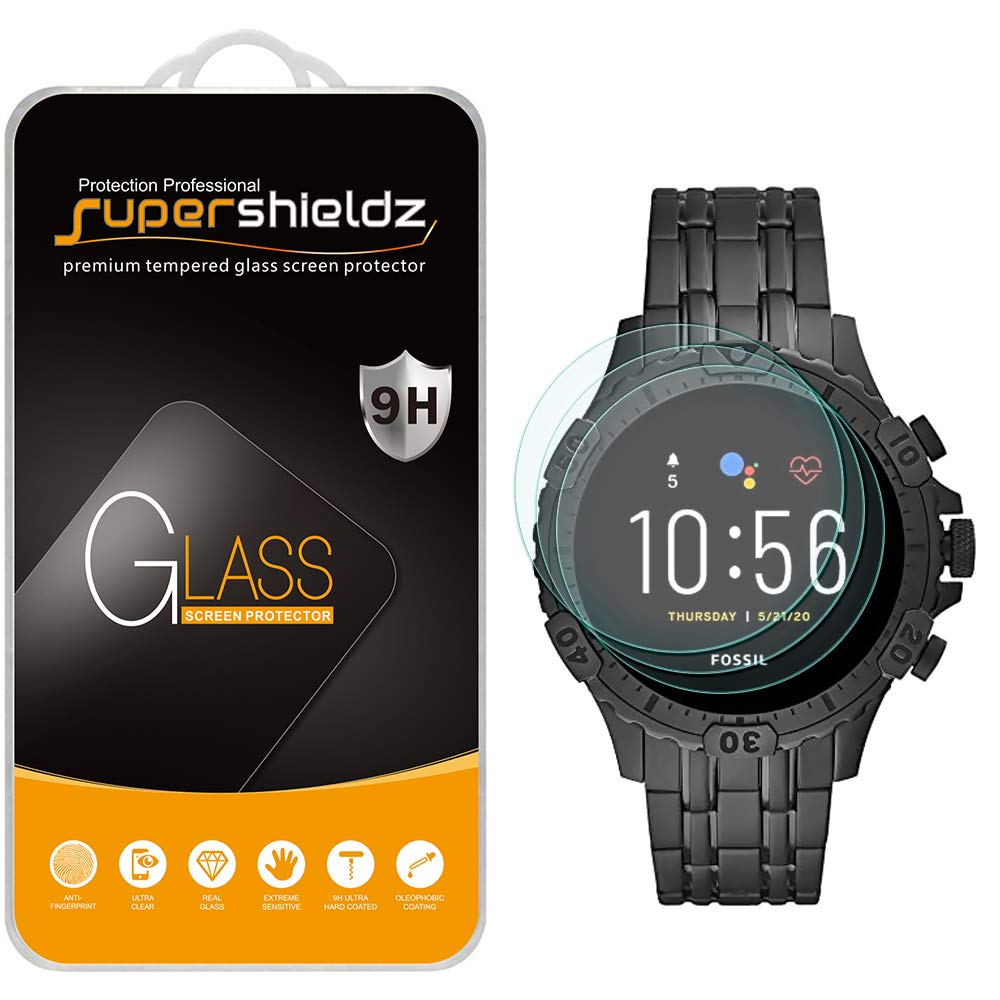 Supershieldz (3 Pack) Designed For Fossil Gen 5 Smartwatch Garrett Hr Tempered Glass Screen Protector, Anti Scratch, Bubble Free