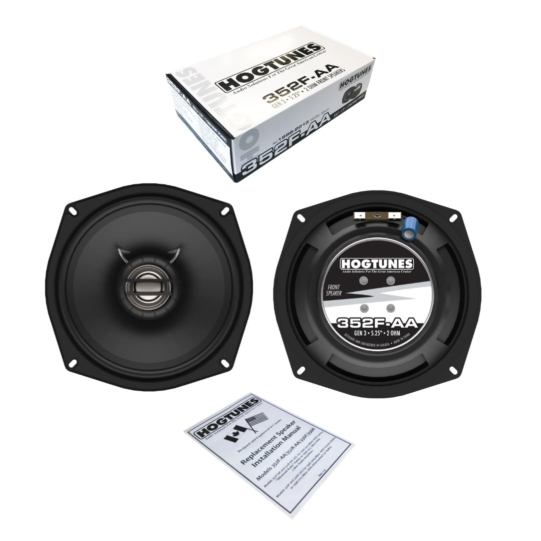 Hogtunes 352F Aa 5.25'' Front Speakers (2 Pack), Fits 1998 2013 Harley Davidson Motorcycles