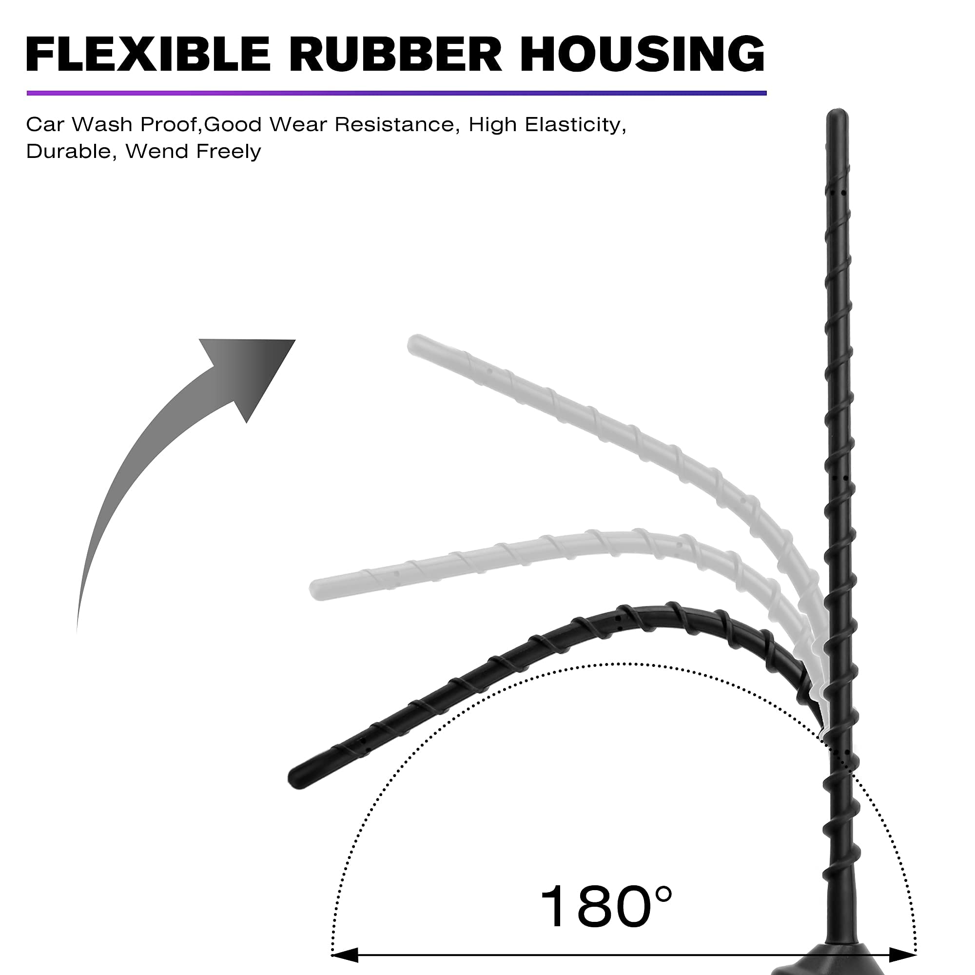 13 Inches Antenna Compatible With 2007 2024 Chevy Silverado 1500 2500 3500 And Gmc Sierra (2009 2024), Spiral Flexible Rubber Antenna, Direct Replacement Antenna (M7 Thread)