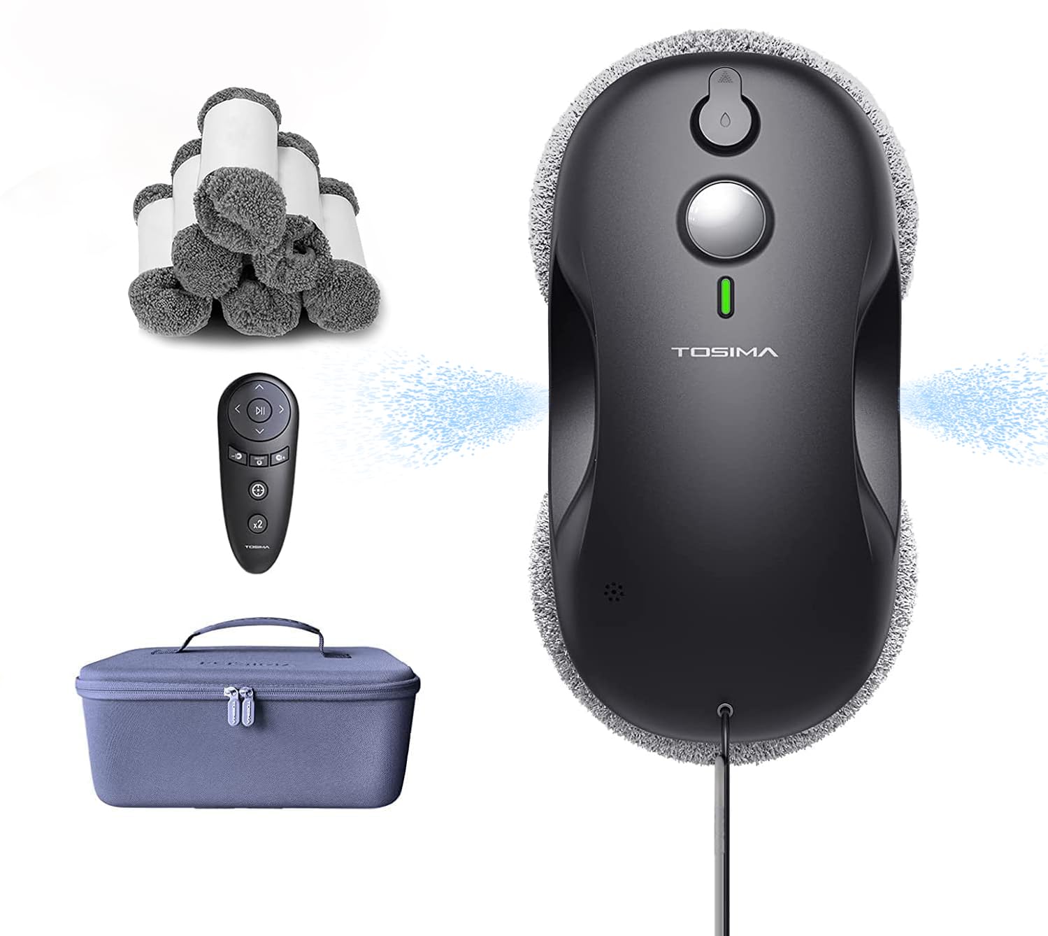 Tosima W3 Window Cleaning Robot   Dual Direction Auto Spray Smart Window Cleaner With Triple Safety System, Smart Navigation, Re