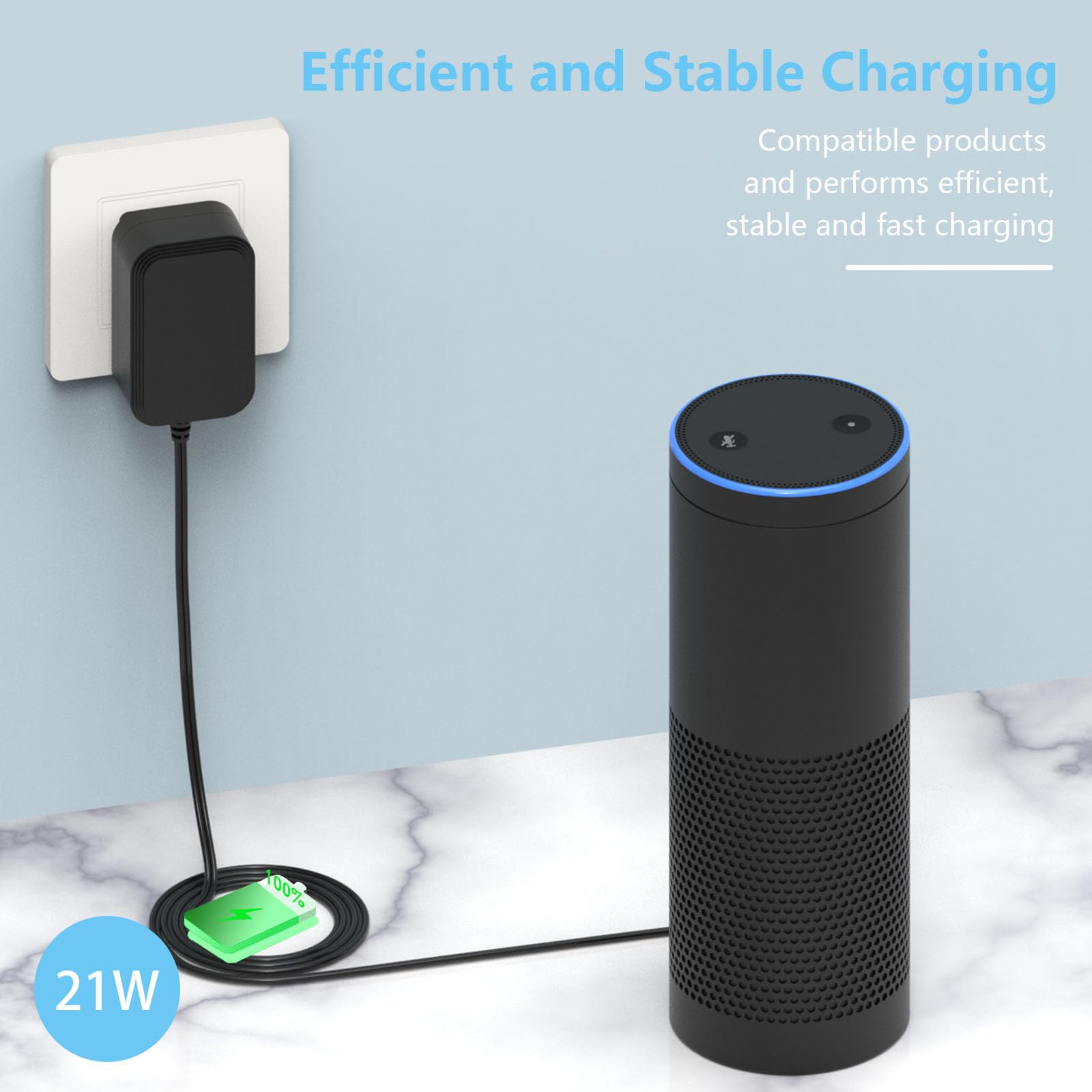 21W Charger Power Cord For Echo Alexa 1St & 2Nd Generation, Ac Adapter Replacement For Echo Show (1St Gen), Echo Plus (1St Gen),