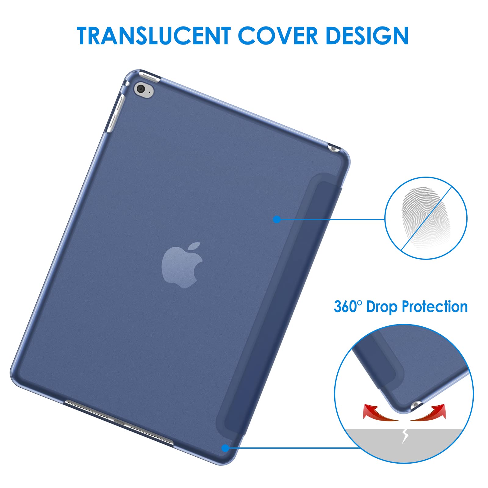 Jetech Case For Ipad Air 2 (2Nd Generation), Smart Cover Auto Wake/Sleep (Navy)