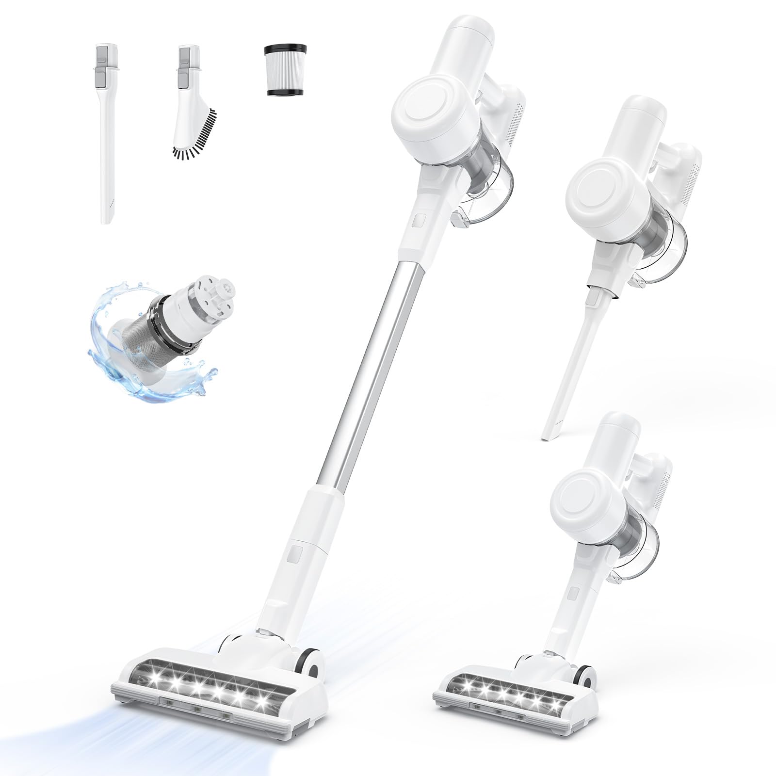 Sweetcrispy Stick Cordless Vacuum Cleaner Electric Rechargeable Vac Handheld with LED, Up to 45 Minutes, Powerful Suction, Versa