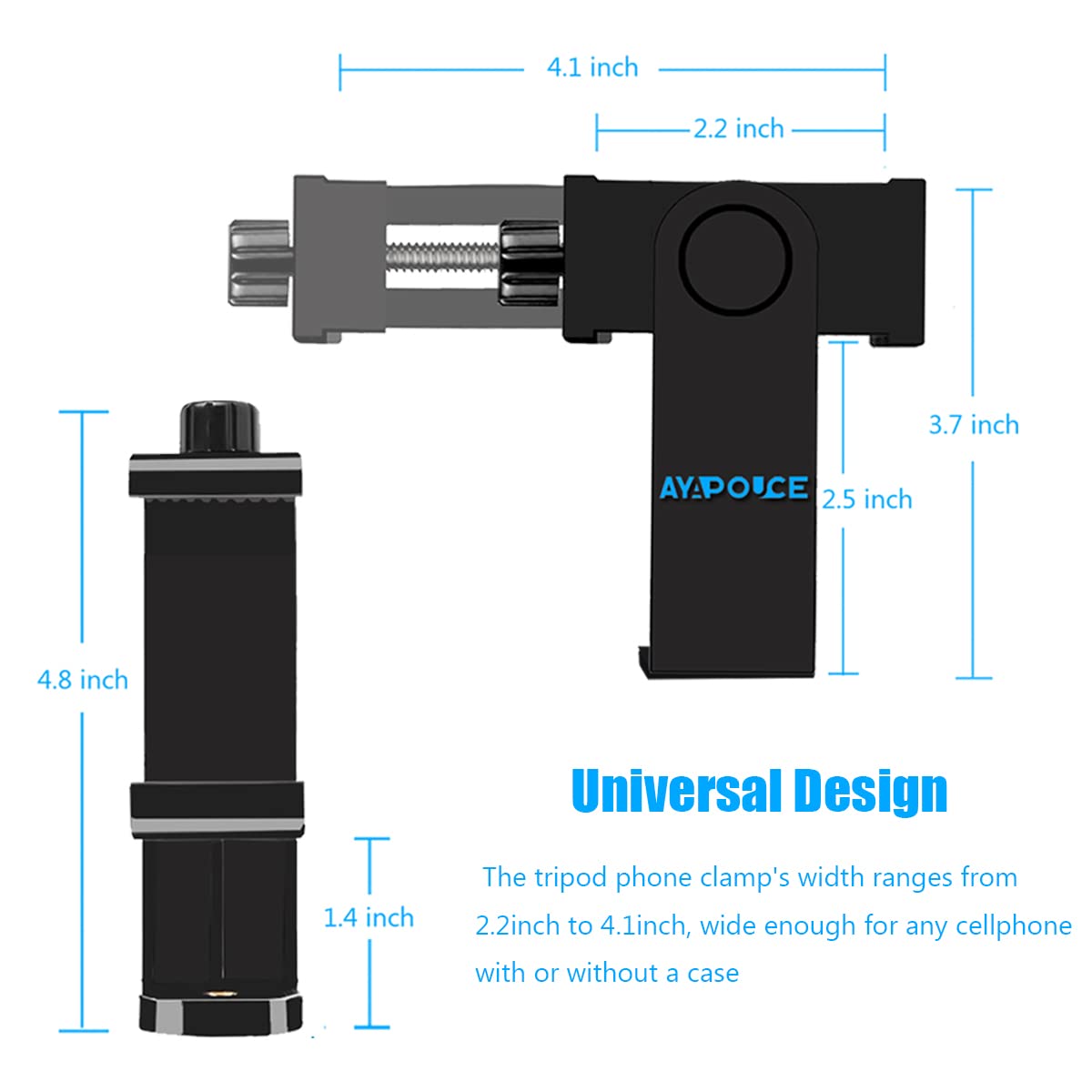 Cell Phone Tripod Mount Holder, Smartphone Tripod Cell Phone Holder Mount Adapter Clip, Digtal Camera Bracket Selfie Lens Monopo
