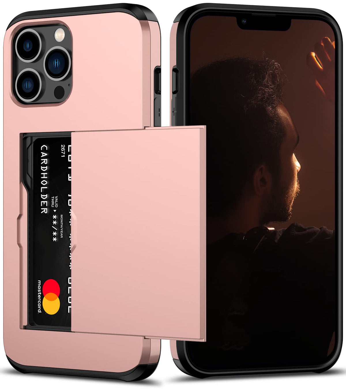 Nvollnoe For Iphone 12 Pro Max Case With Card Holder Heavy Duty Protective Dual Layer Shockproof Hidden Card Slot Slim Wallet Ca