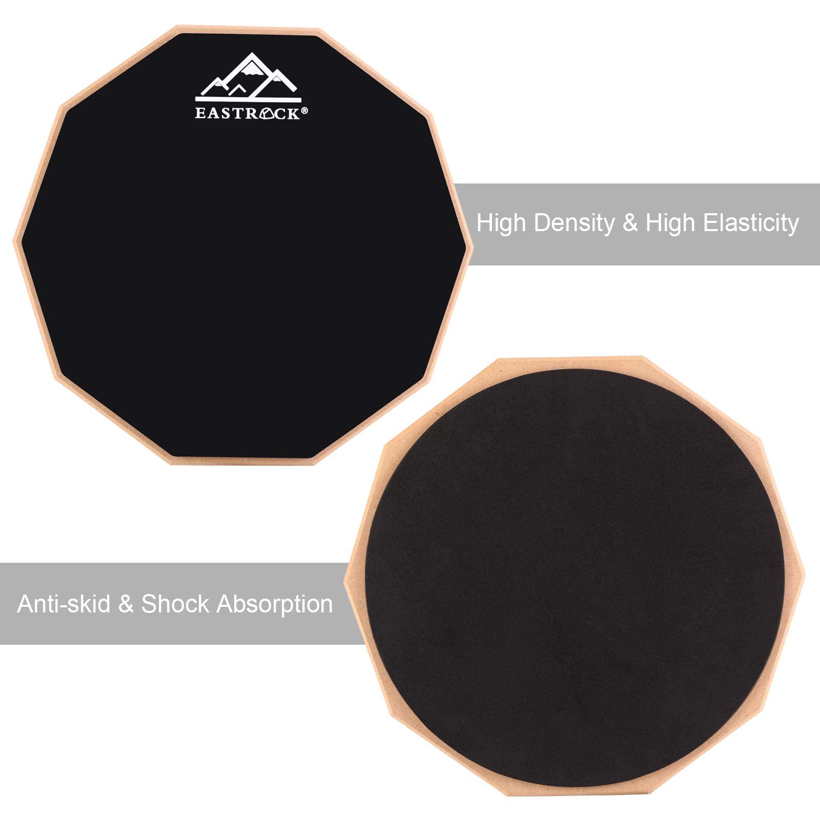 Eastrock Practice Drum Pad, 11 Inches Double Sided Silent Drum Pad, Silicone Dumb Drum With Drumsticks And Storage Bag For Begin