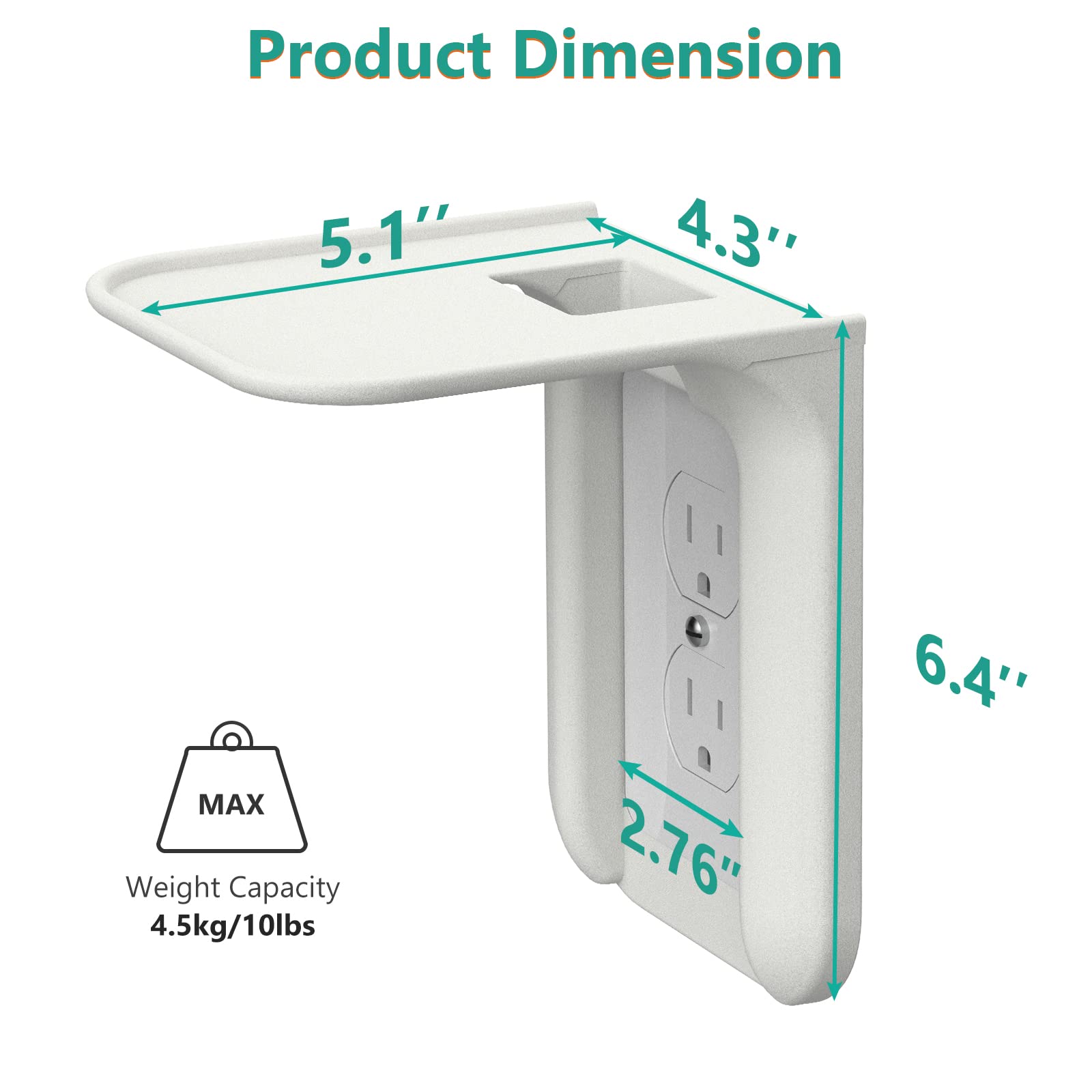 Wali Outlet Shelf Wall Holder,Bathroom Wall Shelf Up To 10Lbs Standard Vertical Duplex Wall Shelf Organizer For Smart Home Decor
