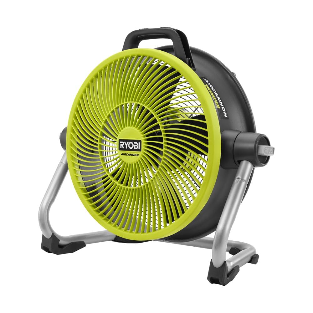 Ryobi One+ 18V Cordless Hybrid Whisper Series 14 In. Air Cannon Fan (Tool Only), Pcl813B, Green