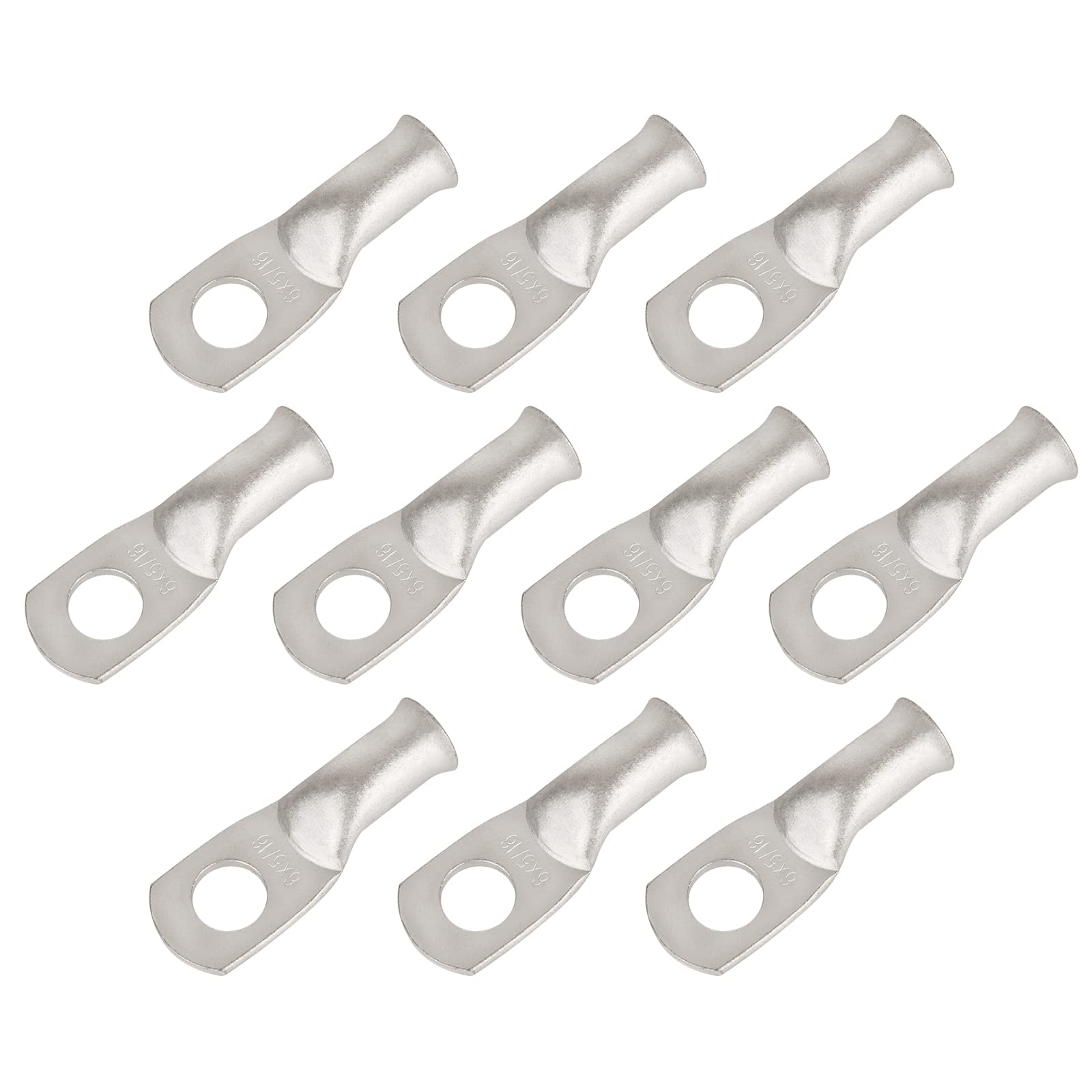 Riocan 10Pcs 6 Awg 5/16   (M8) Tinned Ring Terminals 6 Gauge Copper Wire Lugs Battery Cable Ends Heavy Duty Battery Cable Termin