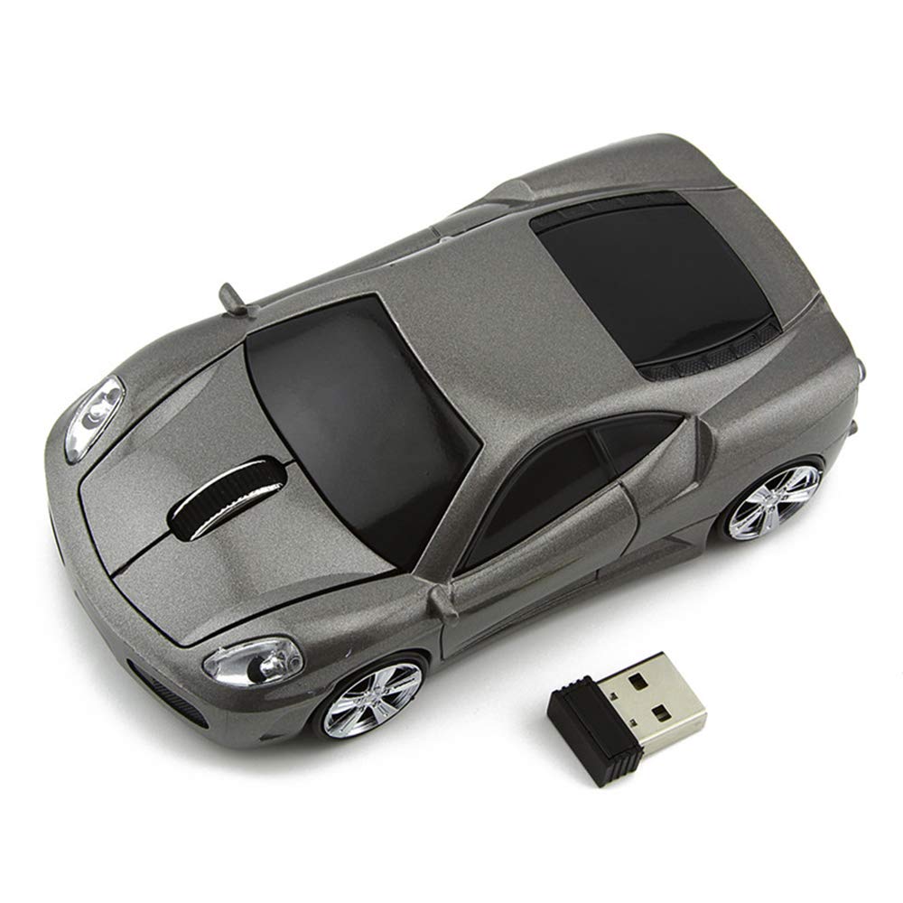 Mgbeauty Wireless Mouse Sports Car Mouse Computer Optical Mice For Pc Laptop Mac (Grey)
