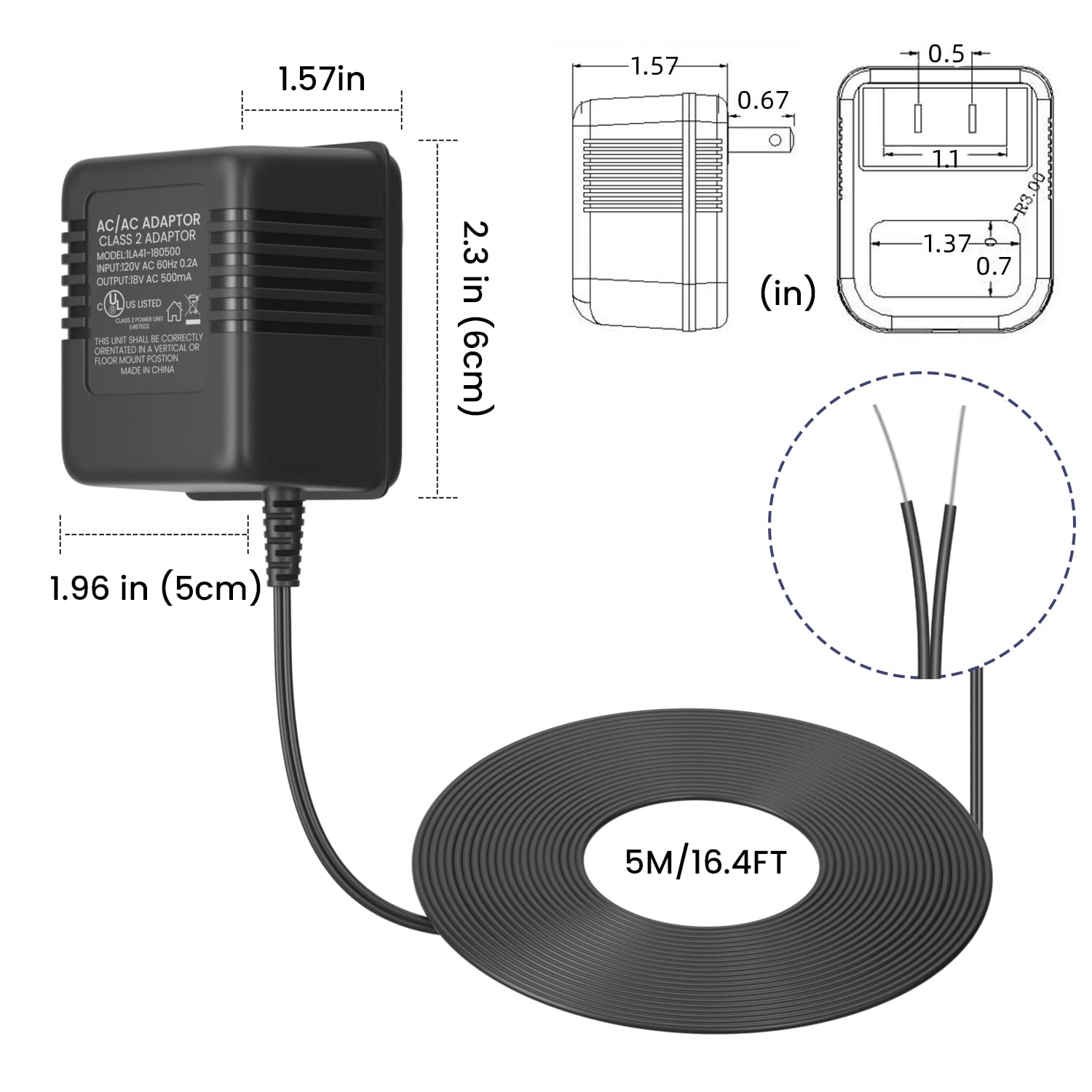 Xxszhy 18V Power Adapter For Video Doorbell Power Supply For The Ring Video Doorbell And Ring Video Doorbell 2 & Ring Video Door