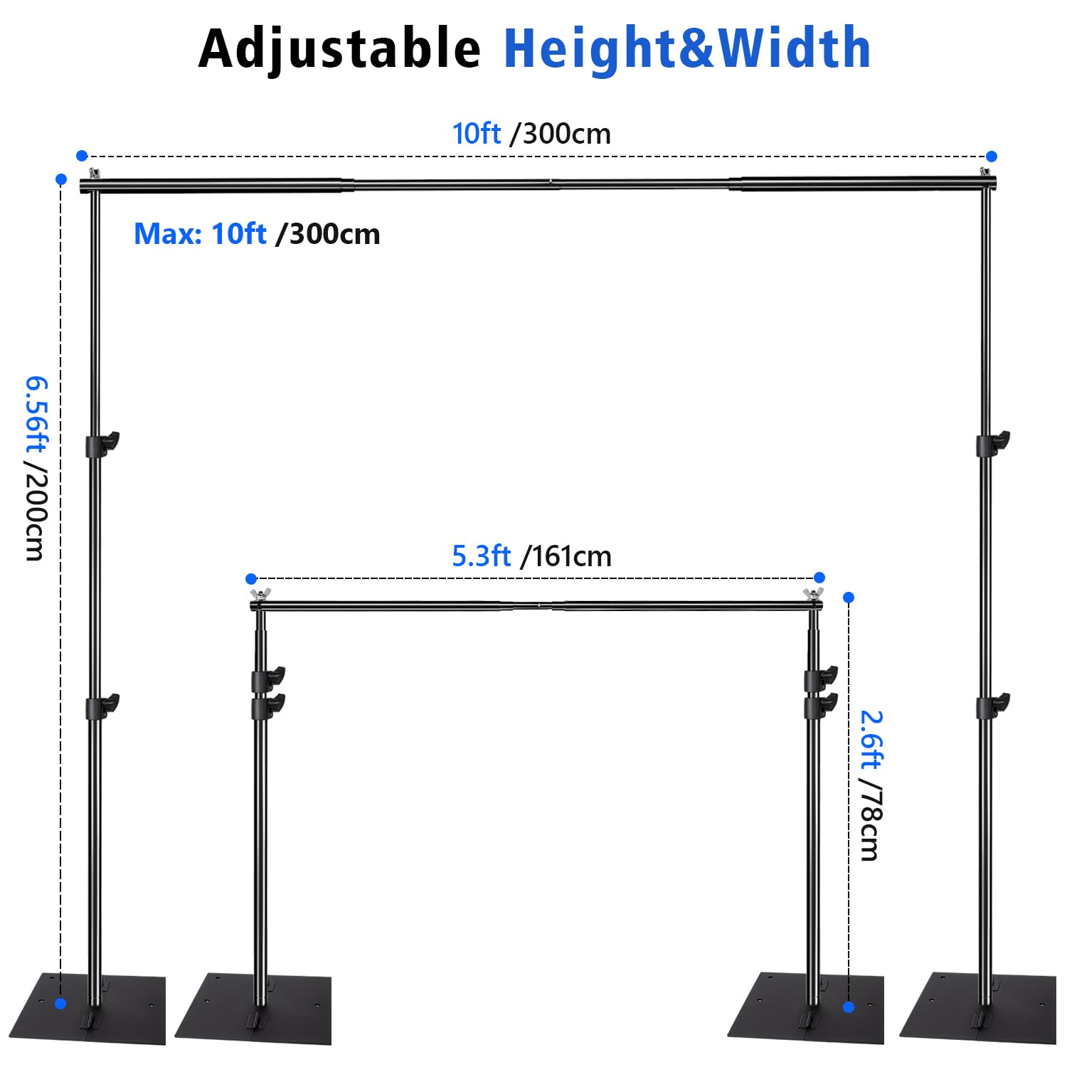 Hyj Inc Pipe And Drape Photography Backdrop Stand Kit Adjustable Photo Background Stand 10Ft X 6.5Ft With Metal Base For Parties