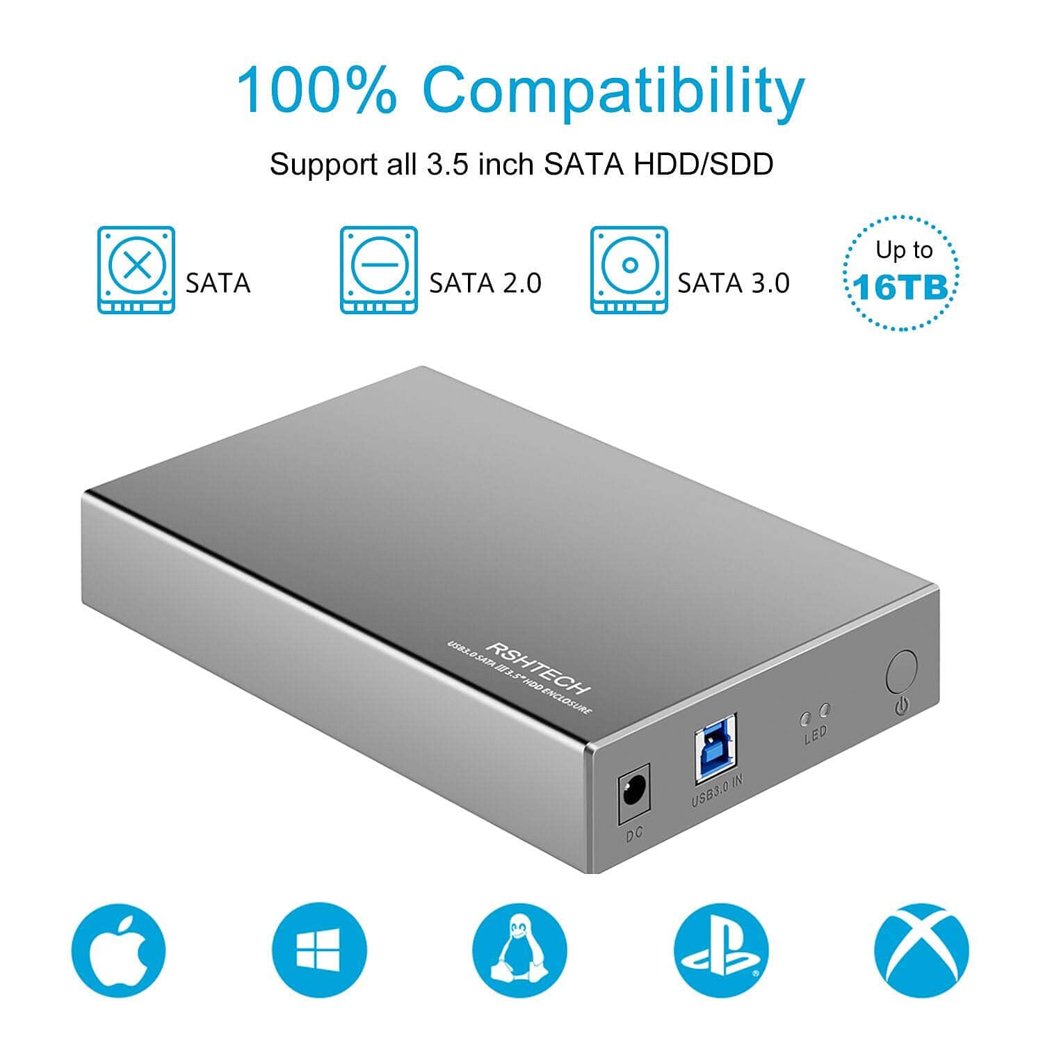 Hard Drive Enclosure Rshtech Aluminum Usb 3.1 Gen 1 Hdd Enclosure Type C To Sata External Hard Drive Dock Case For 3.5 Inch Hdd