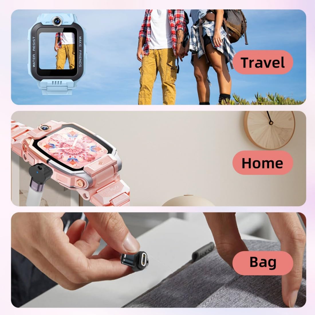 Chenyang 2 Pack Usb C To Pitch 5.0Mm 2Pin Dc 5V/12V Magnetic Smart Watch 90 Degree Angled Charging Adapter For Z6~Z11 Kids Smart