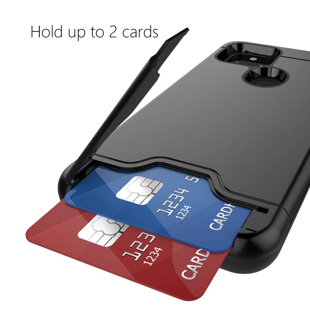 Teelevo Wallet Case For Google Pixel 5, Dual Layer Case With Card Slot Holder And Kickstand For Google Pixel 5   Black