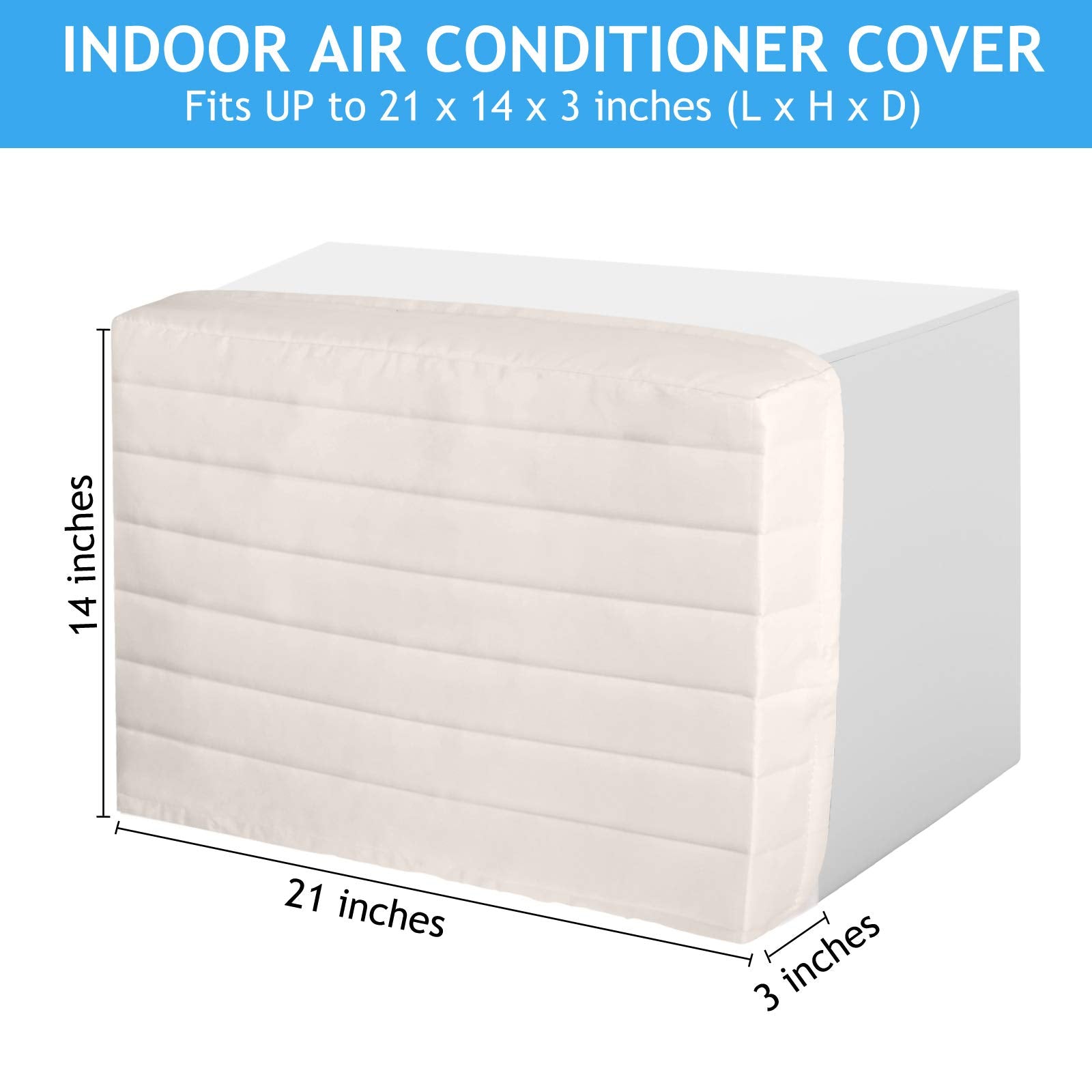 Tatuo 2 Pieces Indoor Air Conditioner Cover For Inside Window Unit Double Insulation Cover With Drawstring, White (21 X 14 X 3 I