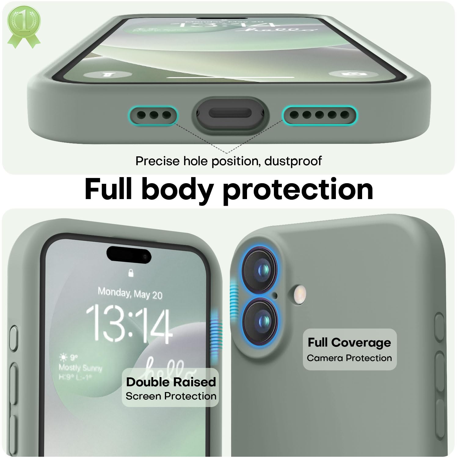 Love 3000 Designed For Iphone 16 Case, Premium Silicone With [Soft Anti Scratch Microfiber Lining] Shockproof Protective Phone C