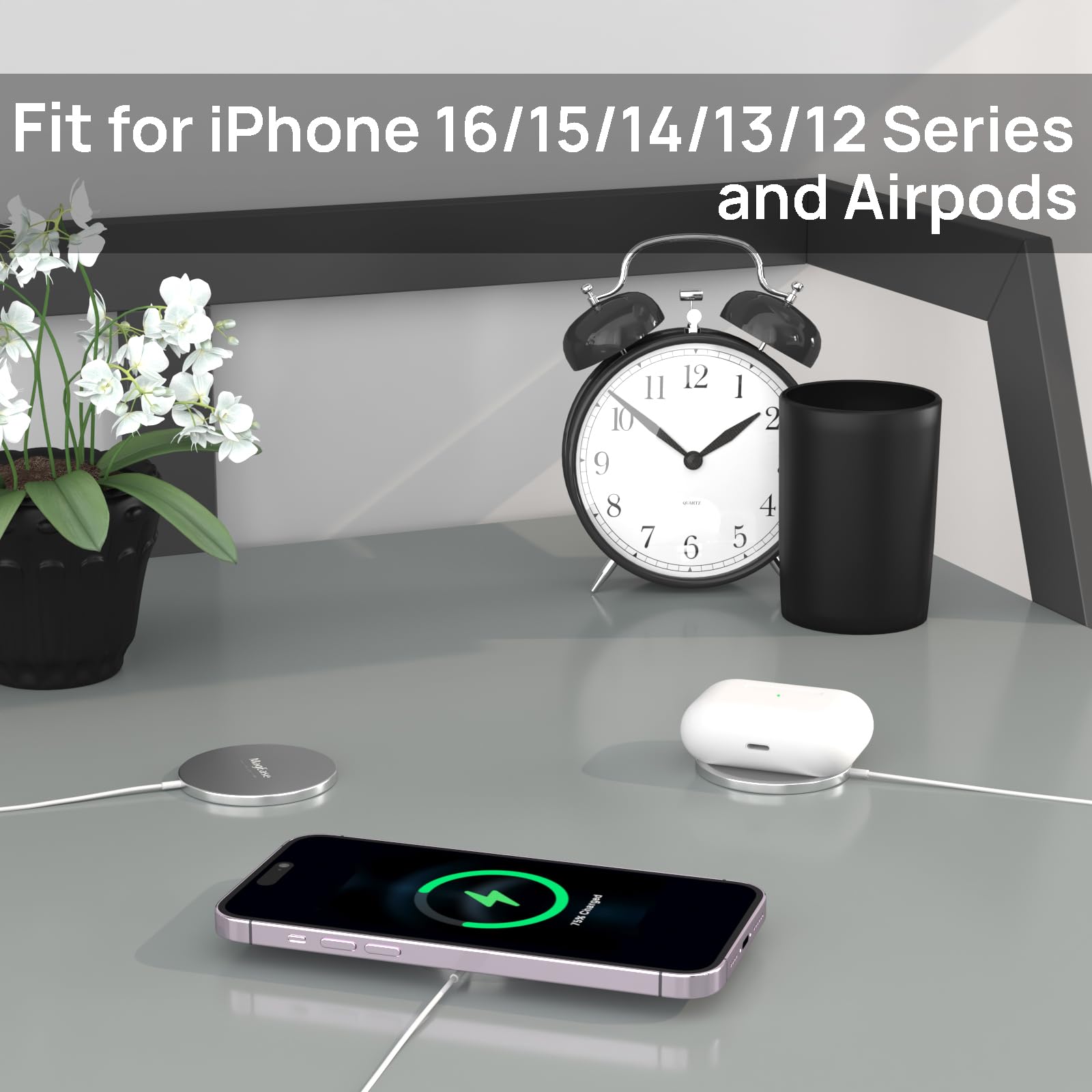 Magnetic Wireless Charger,Magease 15W Wireless Charger Magnetic Compatible With Iphone 16 15 14 13 12 Series And Airpods 3/2/Pro