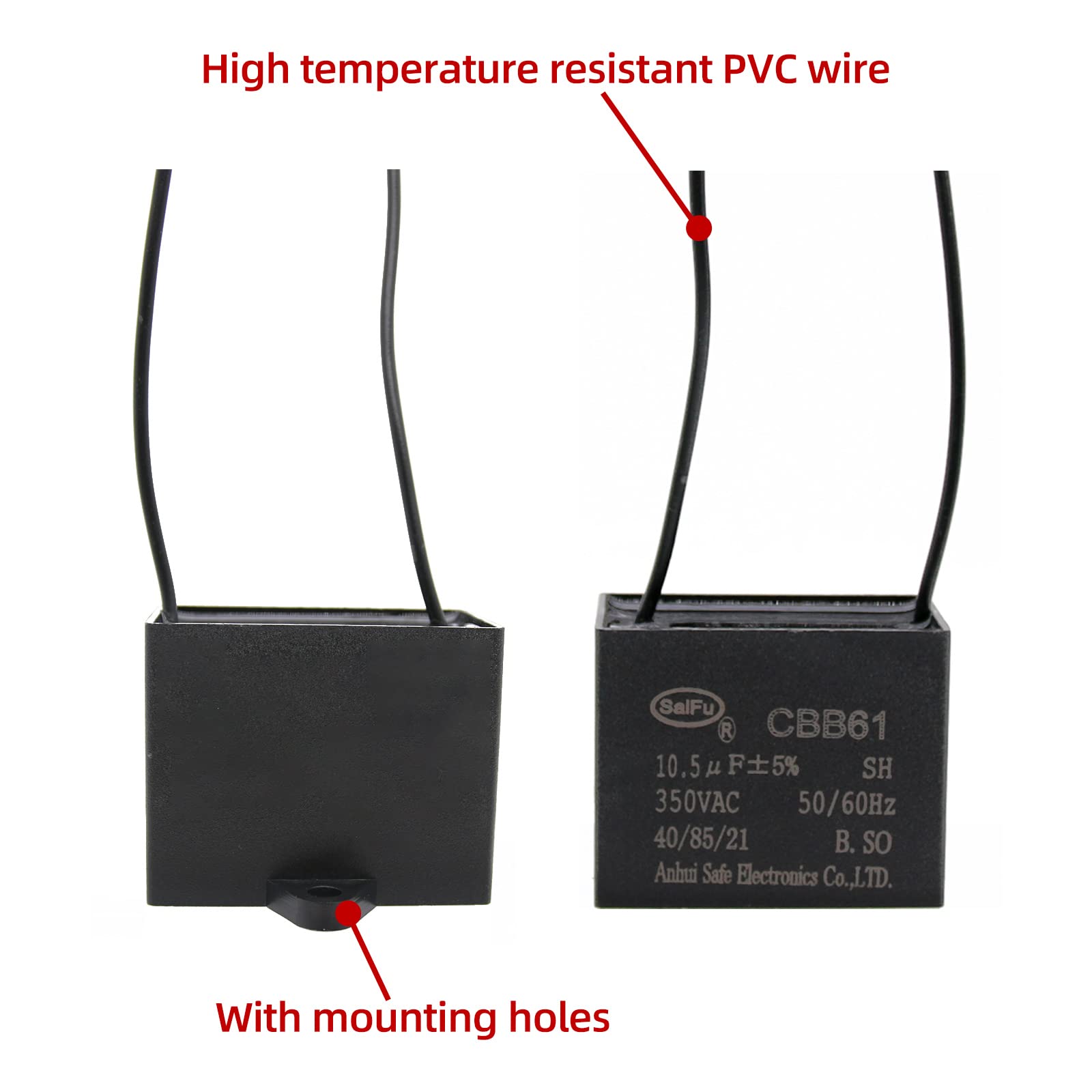 Akzytue Cbb61 Capacitor 10.5Uf 350V Ac Ceiling Fan 2 Wire 50/60Hz For Starting Electric Fan Generator Pump Motor