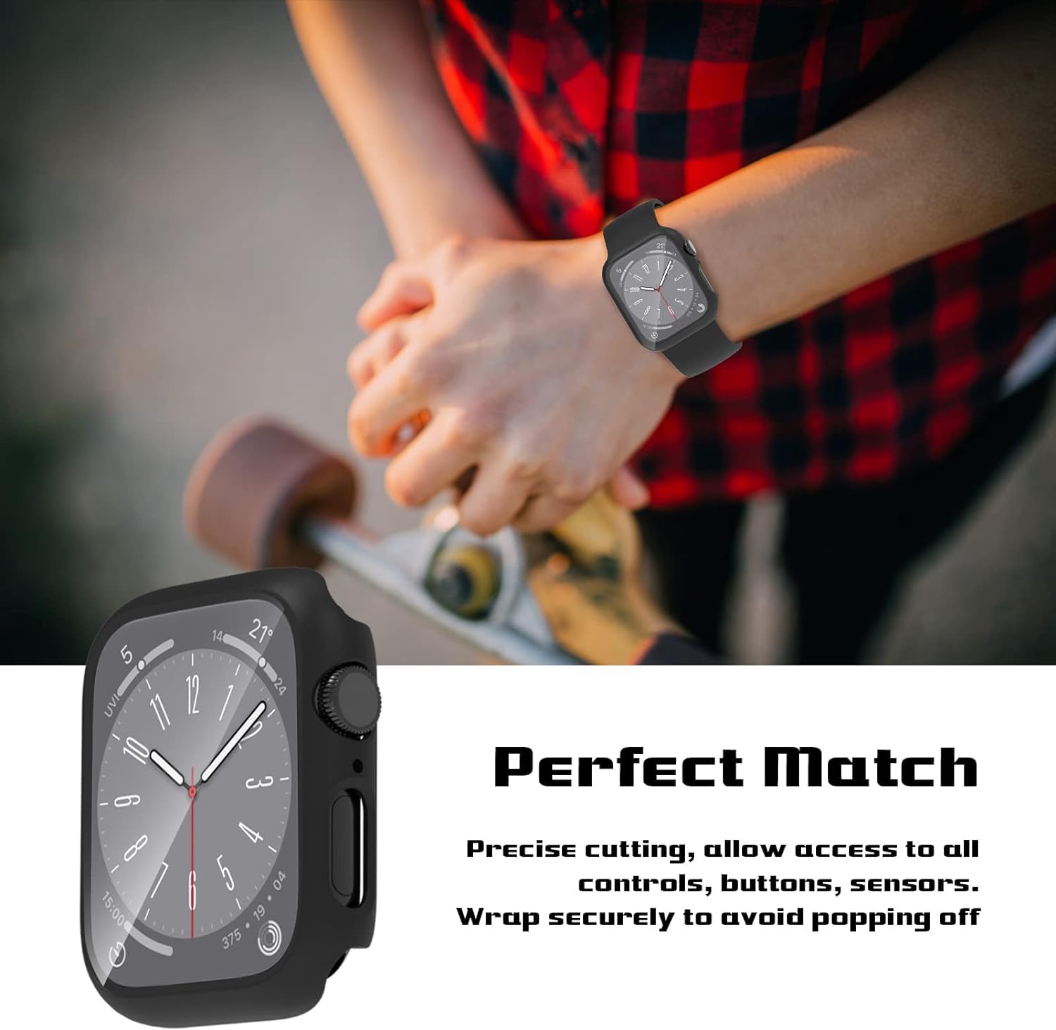 Ewuonu 2 Pack Case For Apple Watch 40Mm Se Series 6/5/4/Se 2Nd Gen With Tempered Glass Screen Protector, Full Protective Cover H