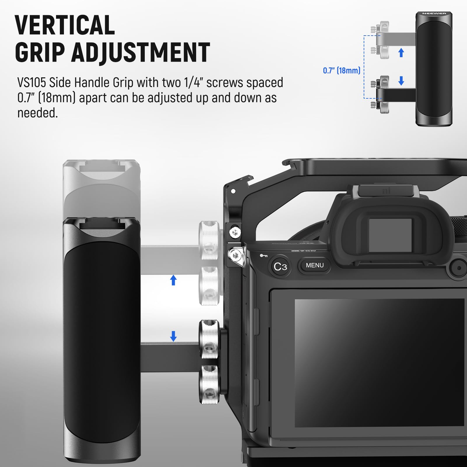 Neewer Top Handle And Side Handle Grip Kit, 3/8'' Screw With Arri Locating Pins, 1/4'' Screws, Cold Shoes, Ergonomic Silicone Ha