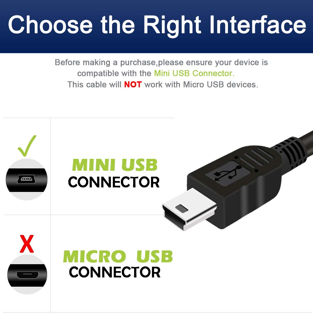 SCOVEE USB Cable for Canon Camera Charger - 6FT Mini Data Transfer Cord, Black, Compatible with PowerShot Rebel EOS DSLR, Model 43222-9694