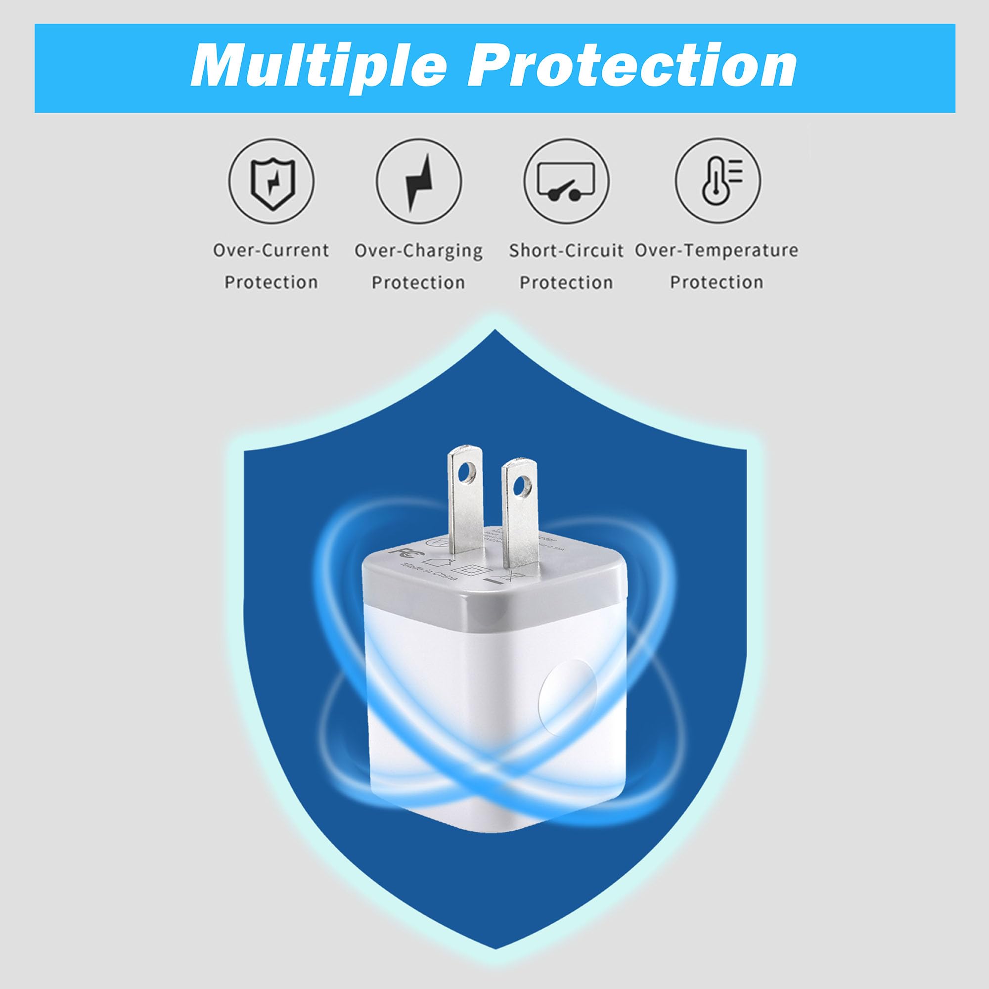 X Edition Wall Charger,4 Pack 2.1A Dual Port Usb Power Adapter Plug Charging Block Cube For Phone 8/7/6 Plus/X, Pad, Samsung Gal