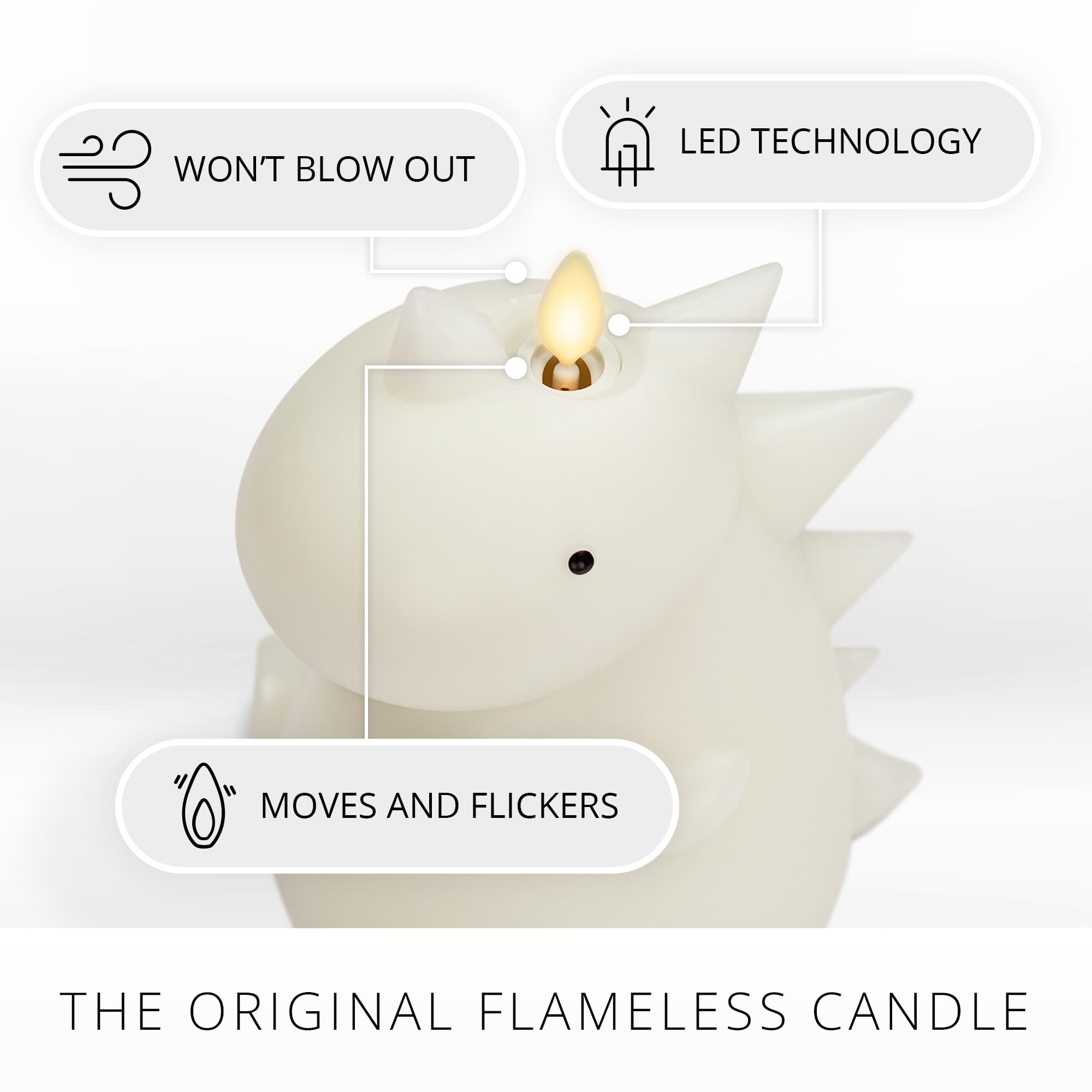 Luminara Flameless Candle Dinosaur Figural Color Changing Moving Flame Led Candle Real Unscented Wax With 18 Button Remote Contr