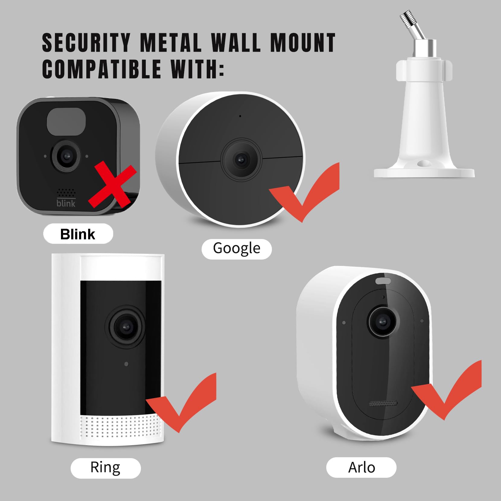 3 Pack Security Camera Wall Mount For Arlo Pro, Arlo Pro 2, Arlo Ultra, Arlo Pro 3, Arlo Essential Spotlight Camera, Adjustable Security Indoor/Outdoor Mounting Bracket