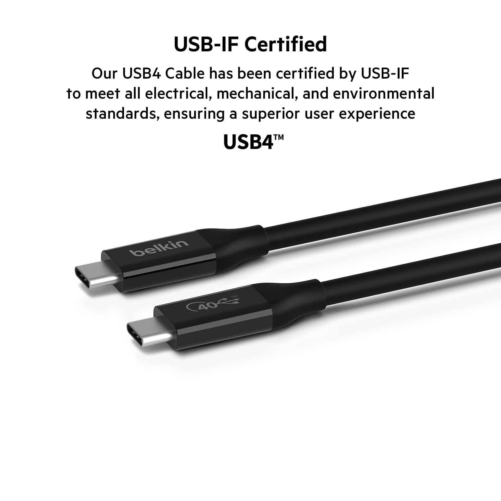 Belkin Usb 4 Cable, 26Ft (08M) Usb If Certified With Power Delivery Up To 100W, 40 Gbps Data Transfer Speed And Backwards Compat