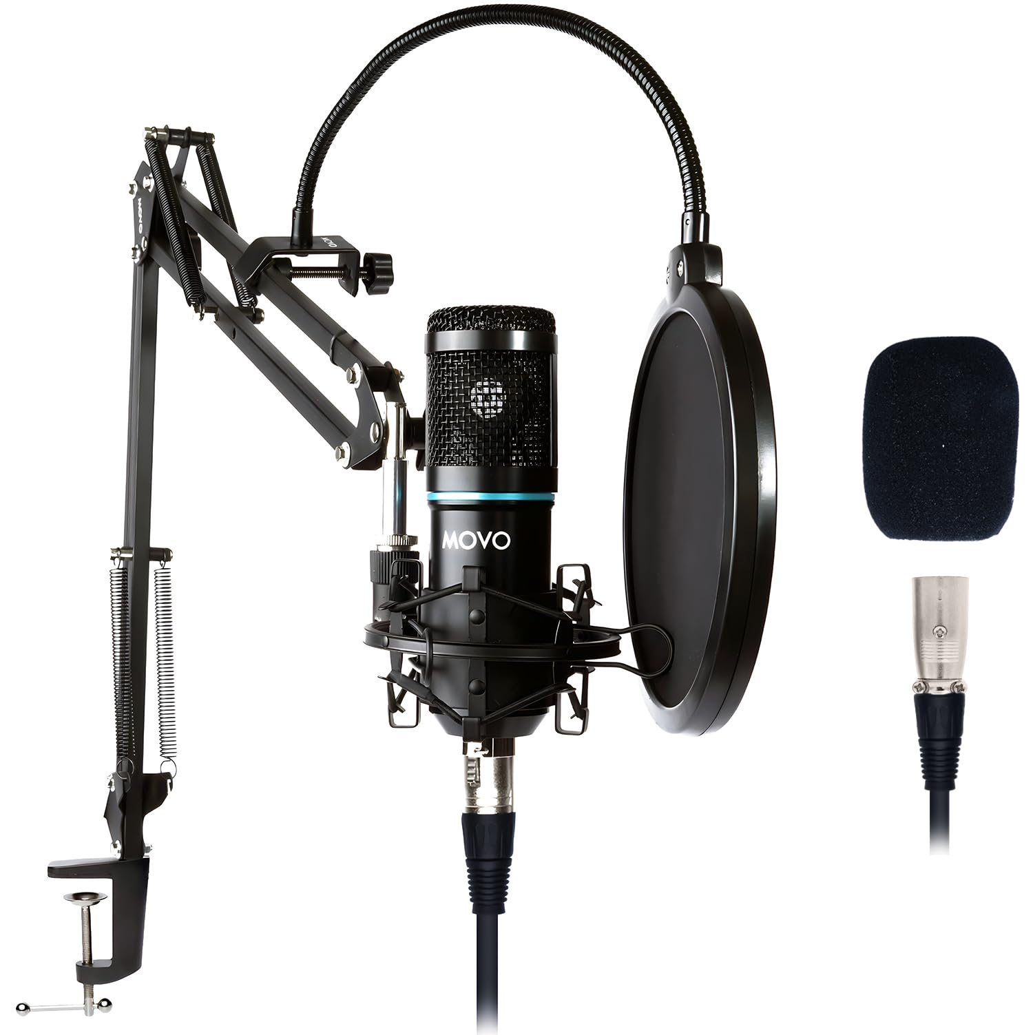 Movo Podpak Podcast Equipment Bundle With Xlr Condenser Microphone, Articulating Scissor Arm, And Pop Filter   Xlr Mic For Podca