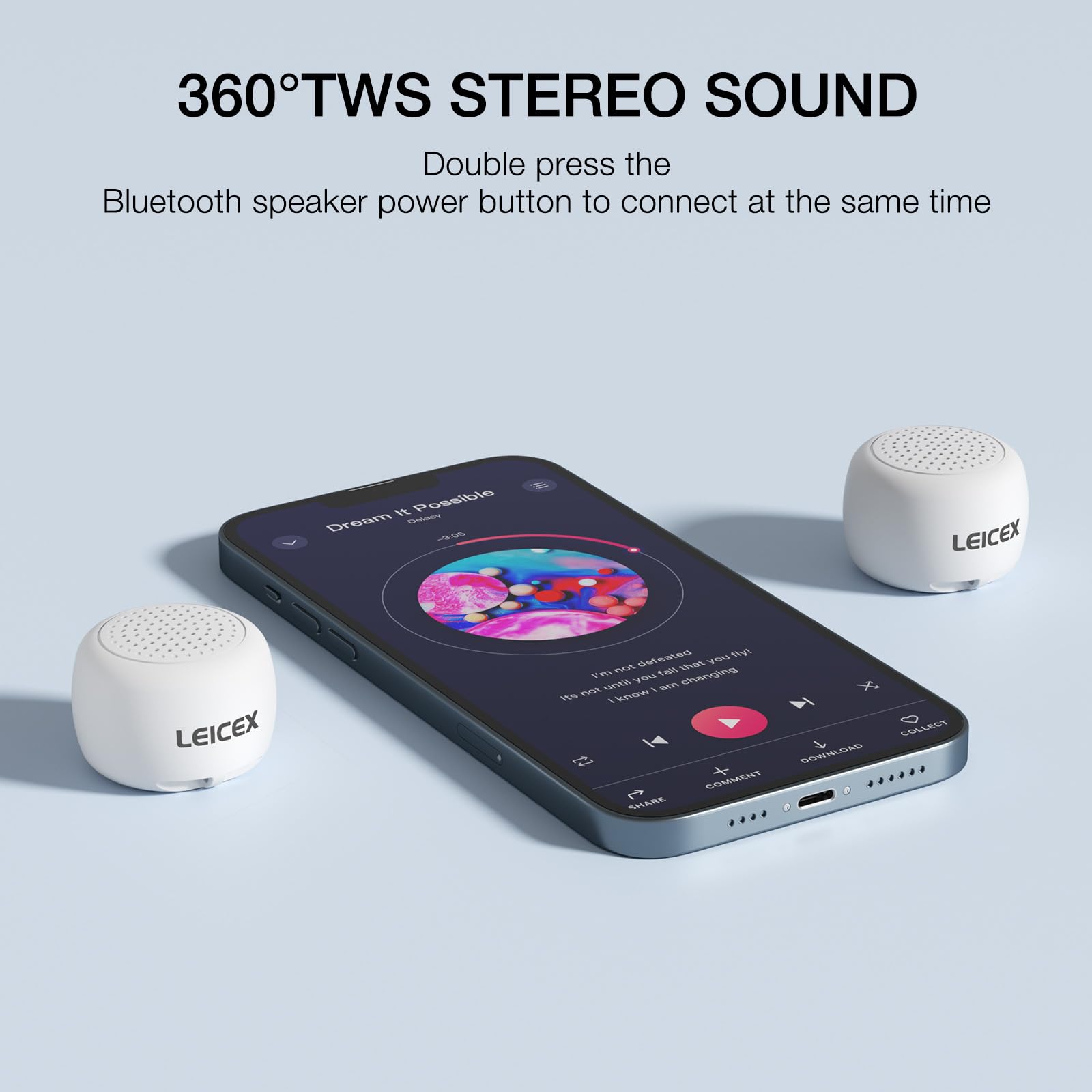 Leicex Bluetooth Speakers Portable Wireless, Travel Speakers Bluetooth 5.0 Wireless Mini Speaker For Outdoor (White)