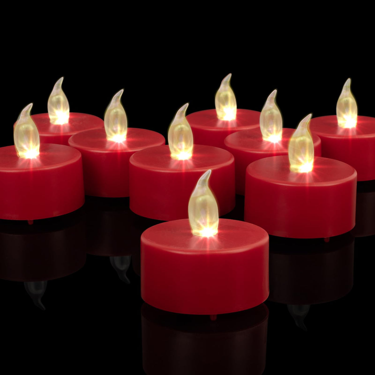 Led Tea Lights Candles- 24Pack Red Flameless Candles Realistic And Bright Flickering Long Lasting 200Hours For Holiday Celebrati