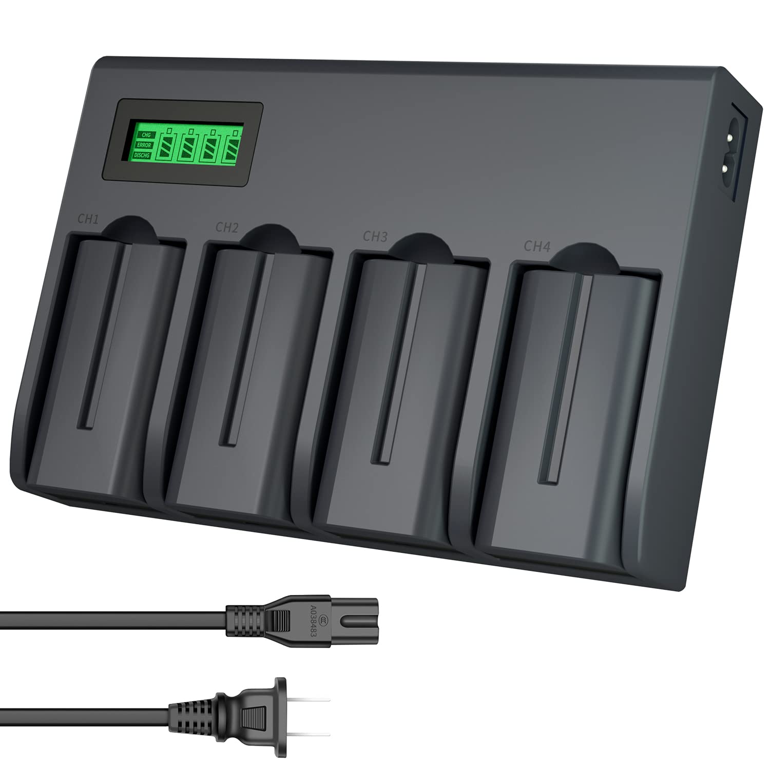 Np F550 Battery Charger Pack, Lp 4 Pack Battery & Quadruple Slot Charger, Compatible With Sony Np F970, F960, F770, F750, F570,