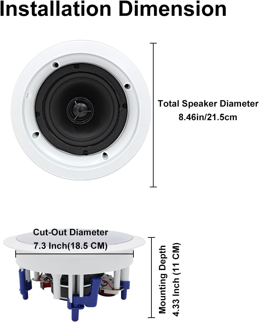 Herdio 5.25    Flush Mount Bluetooth Ceiling Speaker System Max Power 600 Watts Great For Humid Indoor Outdoor, Kitchen,Bedroom,