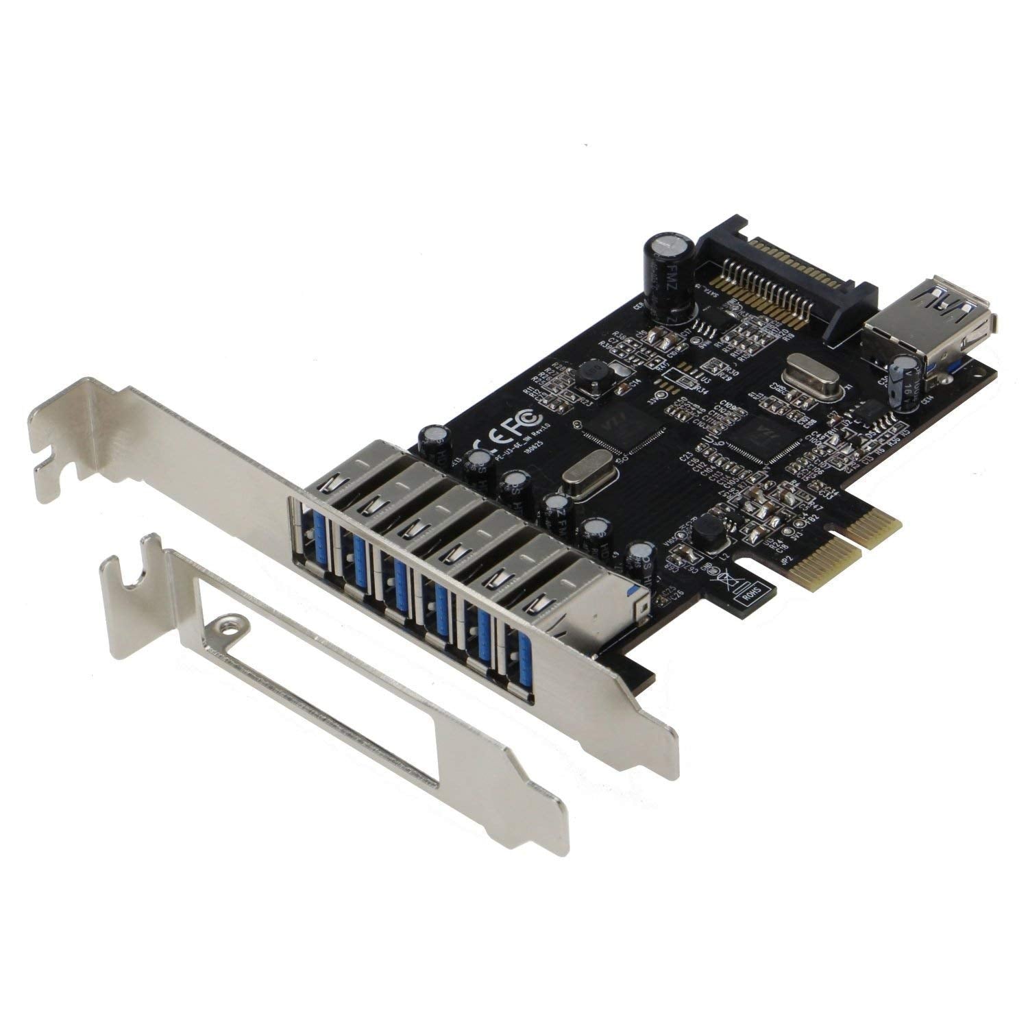 Sedna - PCIE 7 Port USB 3.1 Gen I (5Gbps) Adapter Card (6 External and 1 Internal Ports) with Low Profile Bracket