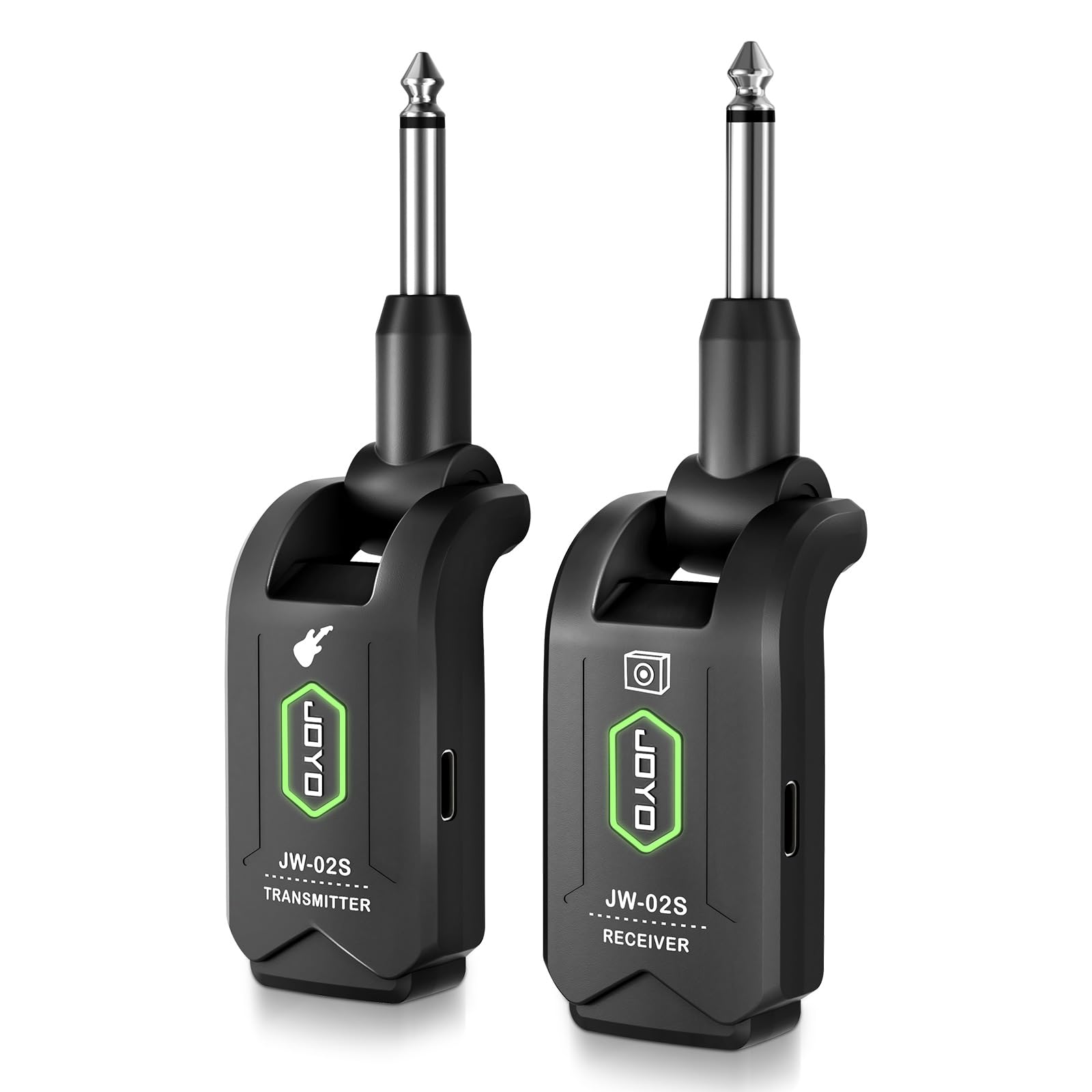 JOYO 5.8GHz Wireless Guitar System Wireless Guitar Transmitter Receiver Rechargeable Audio with 4 Signal Channels for Electric G