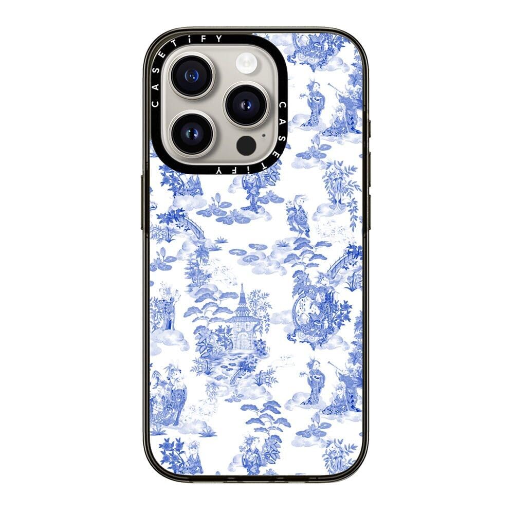 Casetify Compact Iphone 15 Pro Case [2X Military Grade Drop Tested / 4Ft Drop Protection]   Moon Caravan Toile   Clear Black