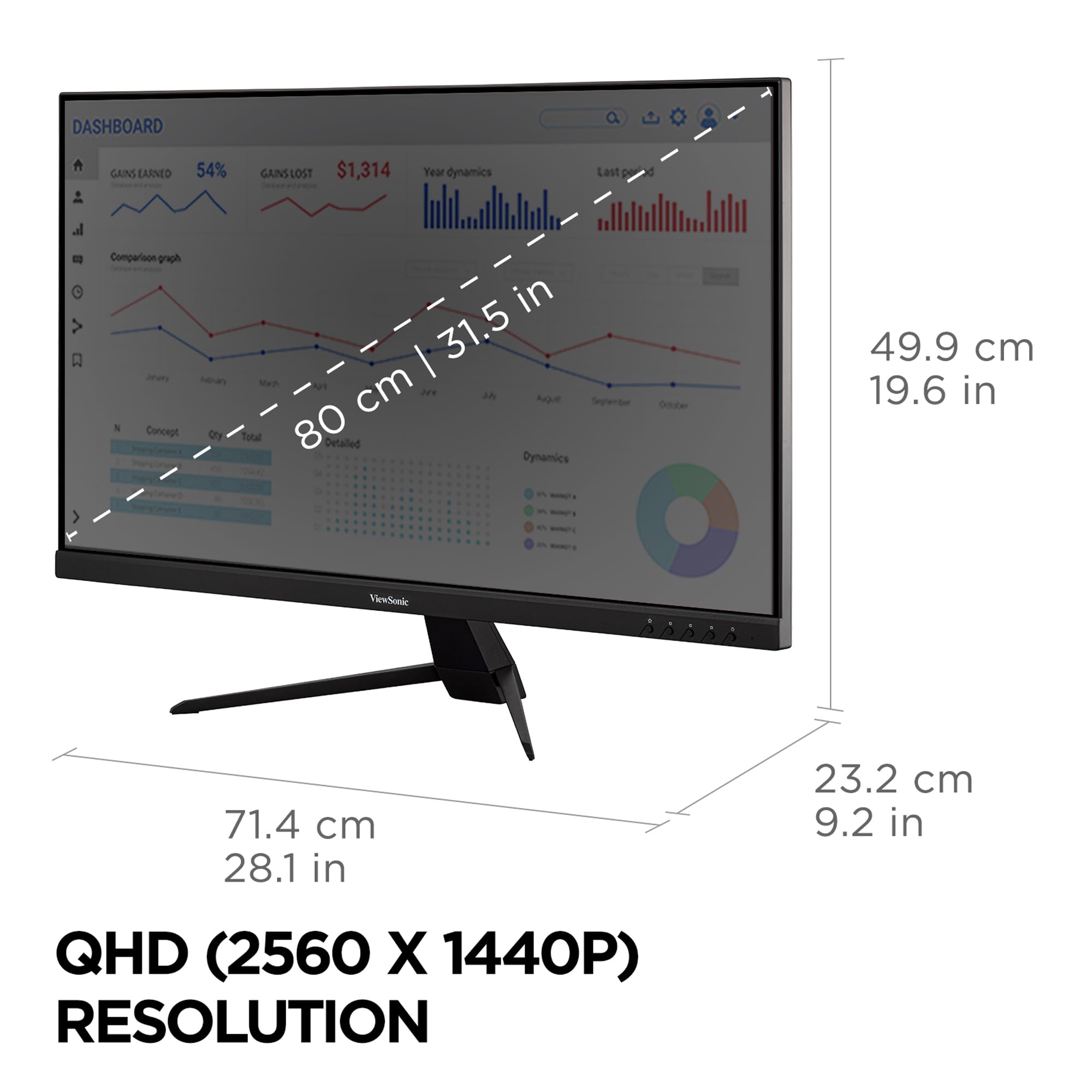 Viewsonic Vx3267U-2K 32 Inch 1440P Ips Monitor With 65W Usb C, Hdr10 Content Support, Ultra-Thin Bezels, Eye Care, Hdmi, And Dp